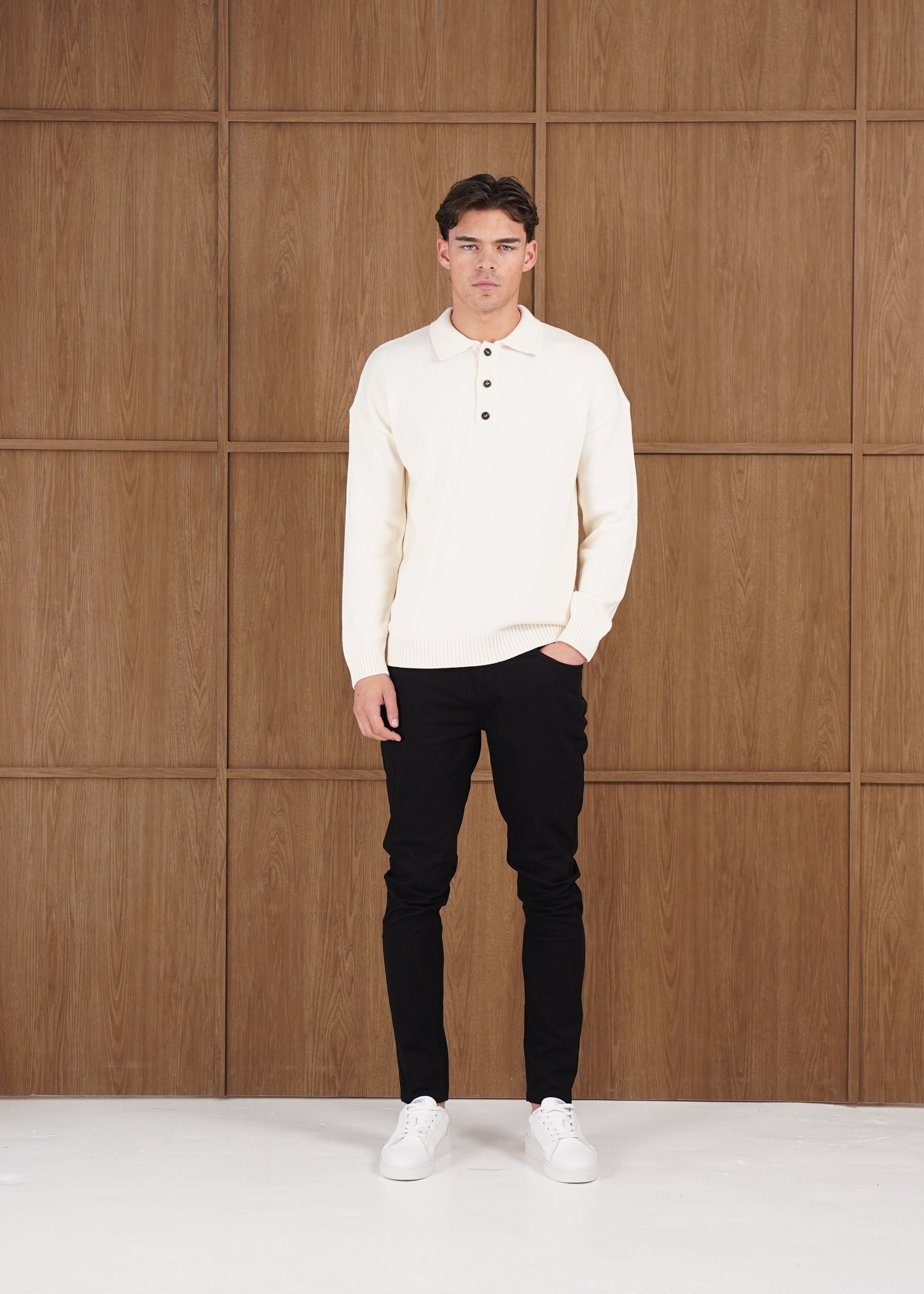 Capo Button LS Polo Shirt - Cream