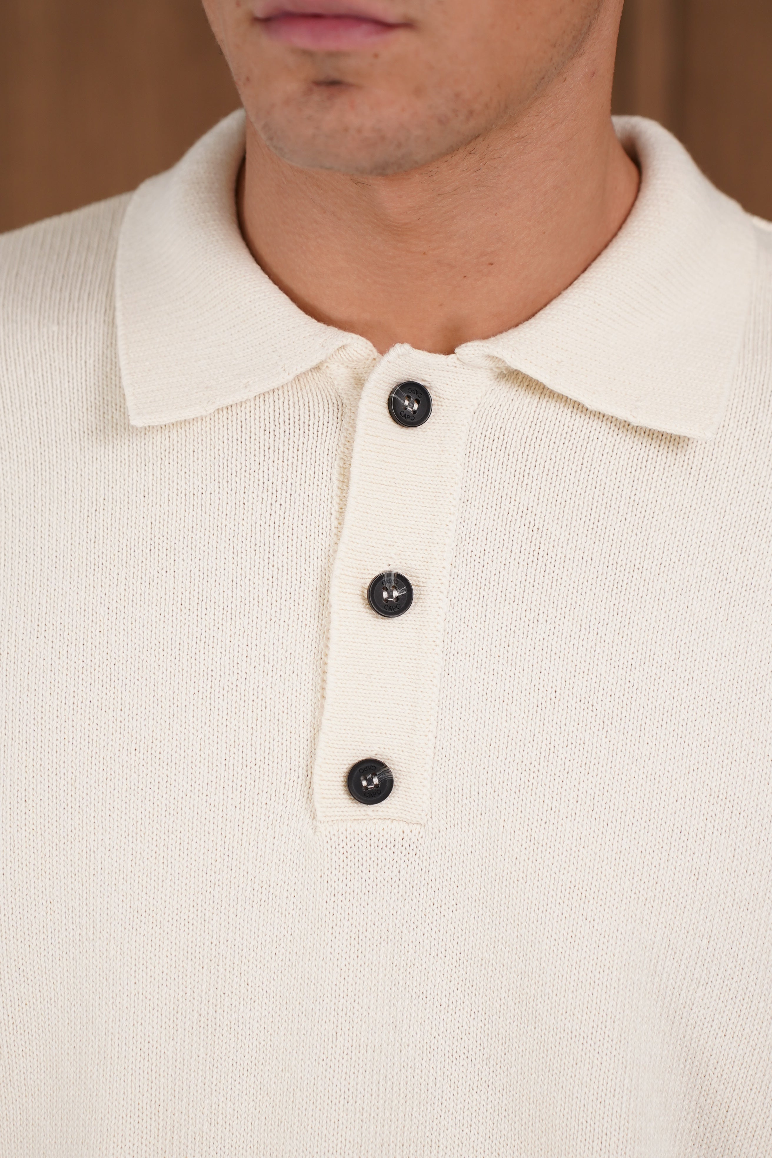 Capo Button LS Polo Shirt - Cream