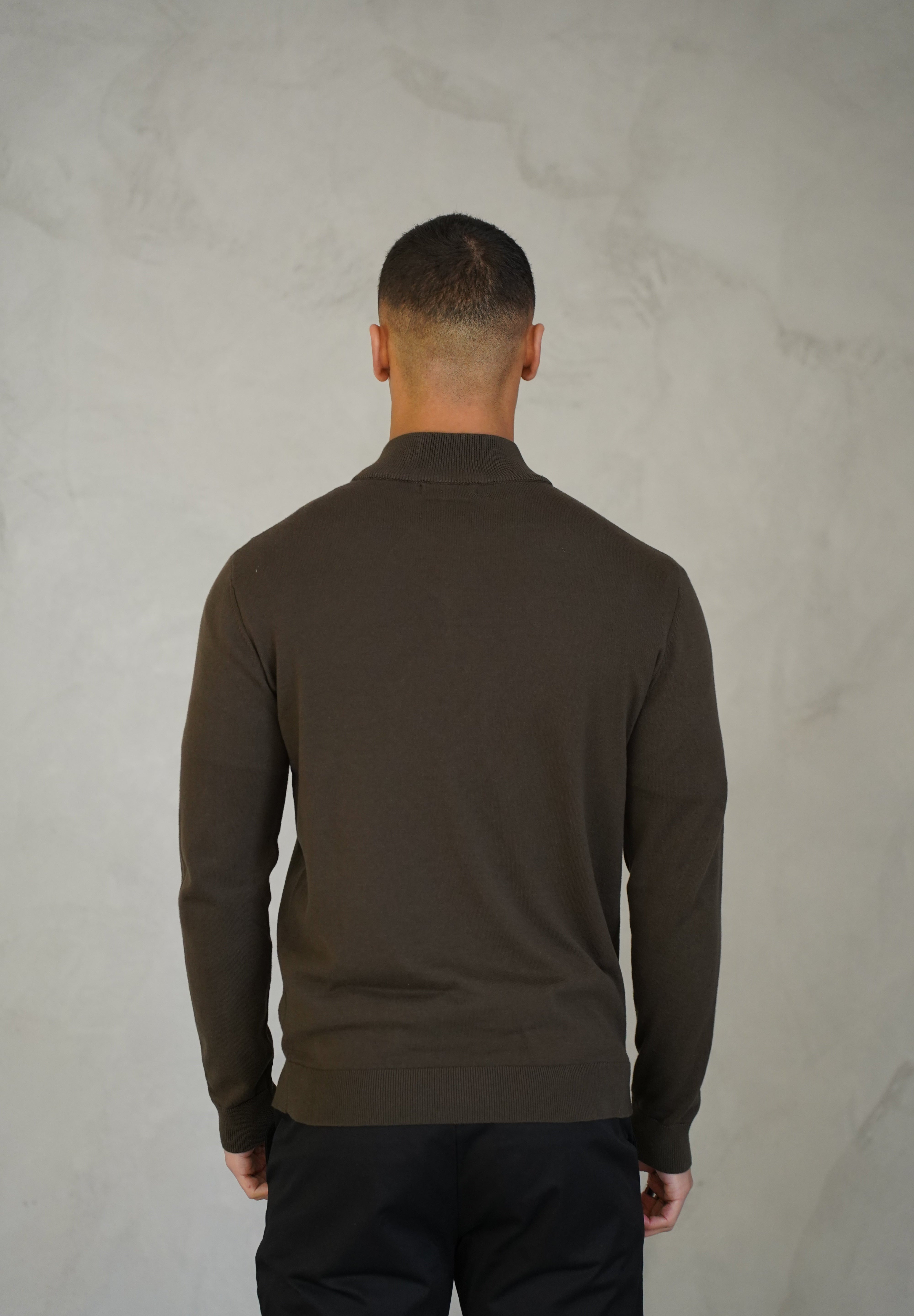 Capo Egyptian Cotton 1/4 Zip Top - Khaki