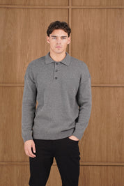 Capo Button LS Polo Shirt - Charcoal