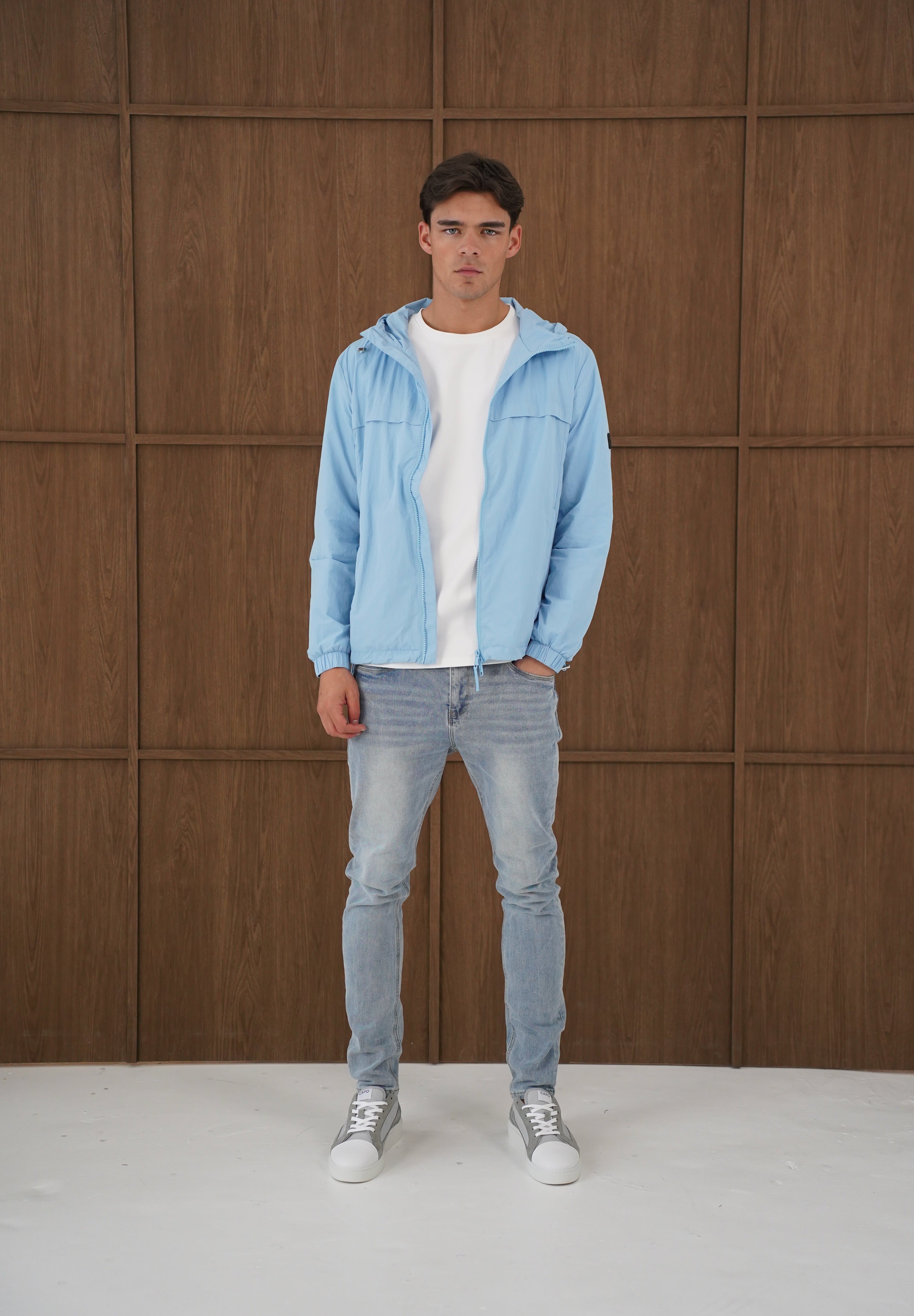 Capo Crinkle Lightweight Jacket - Sky Blue