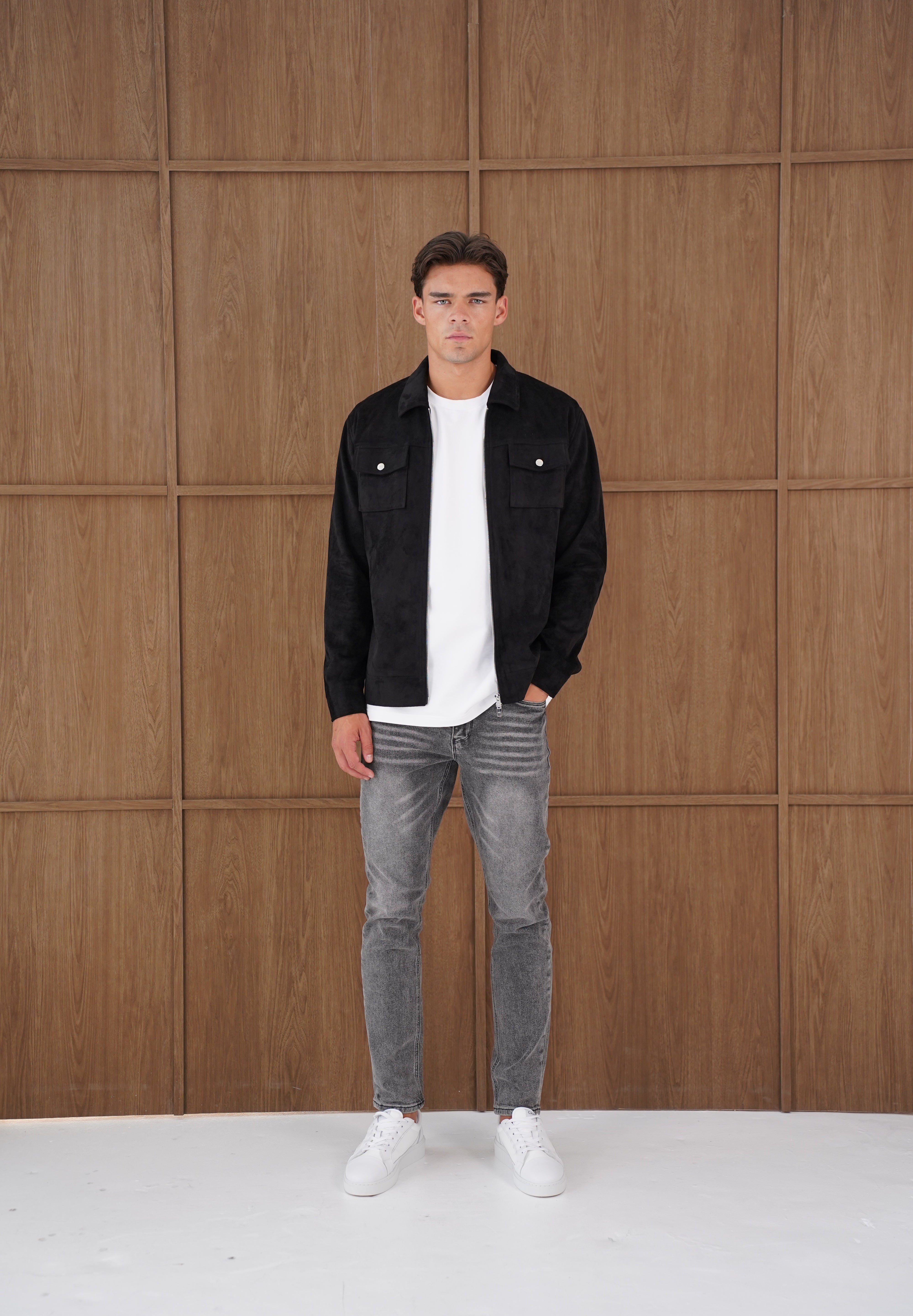 Capo Faux Suede Jacket - Black