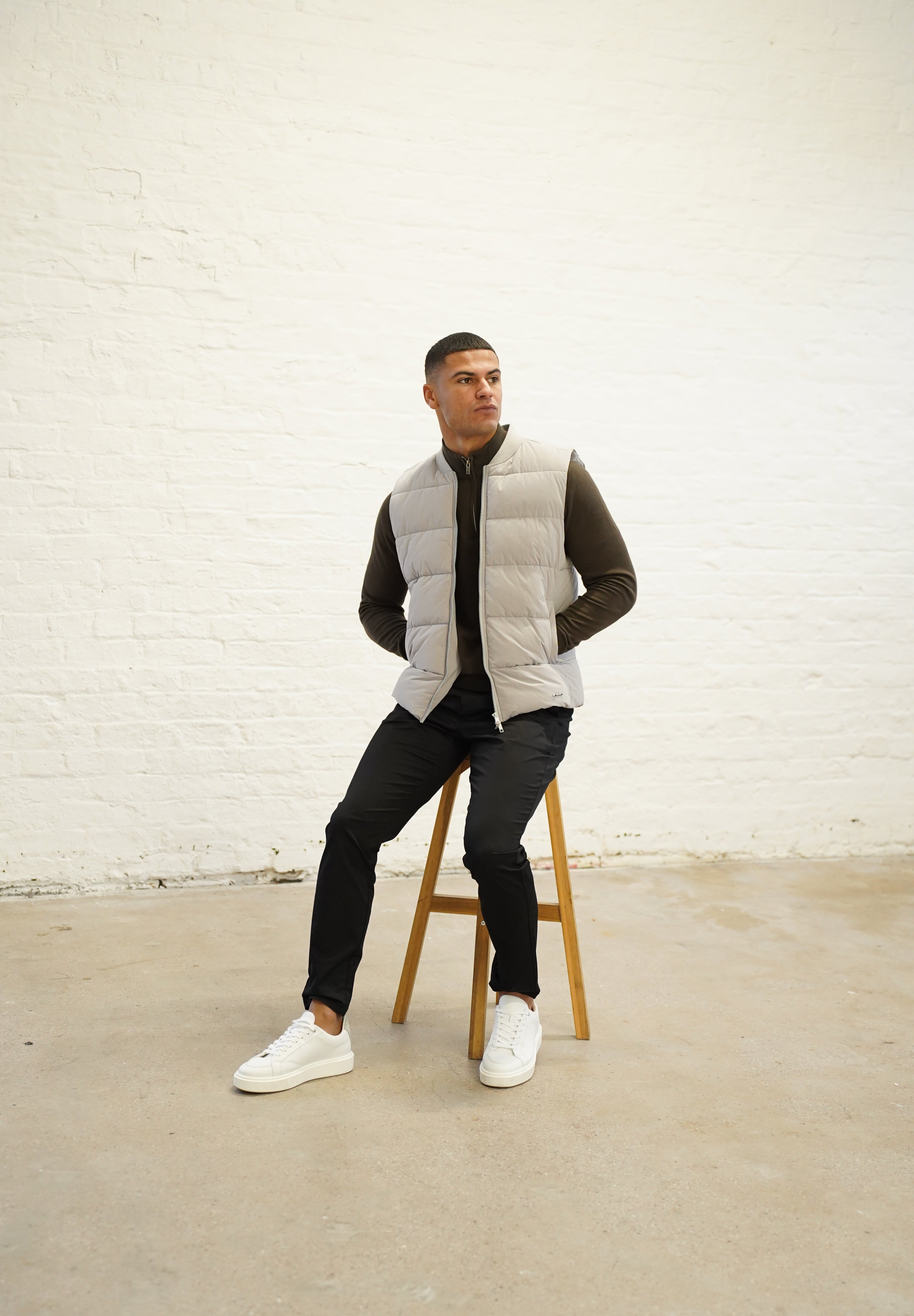 Capo Egyptian Cotton 1/4 Zip Top - Khaki