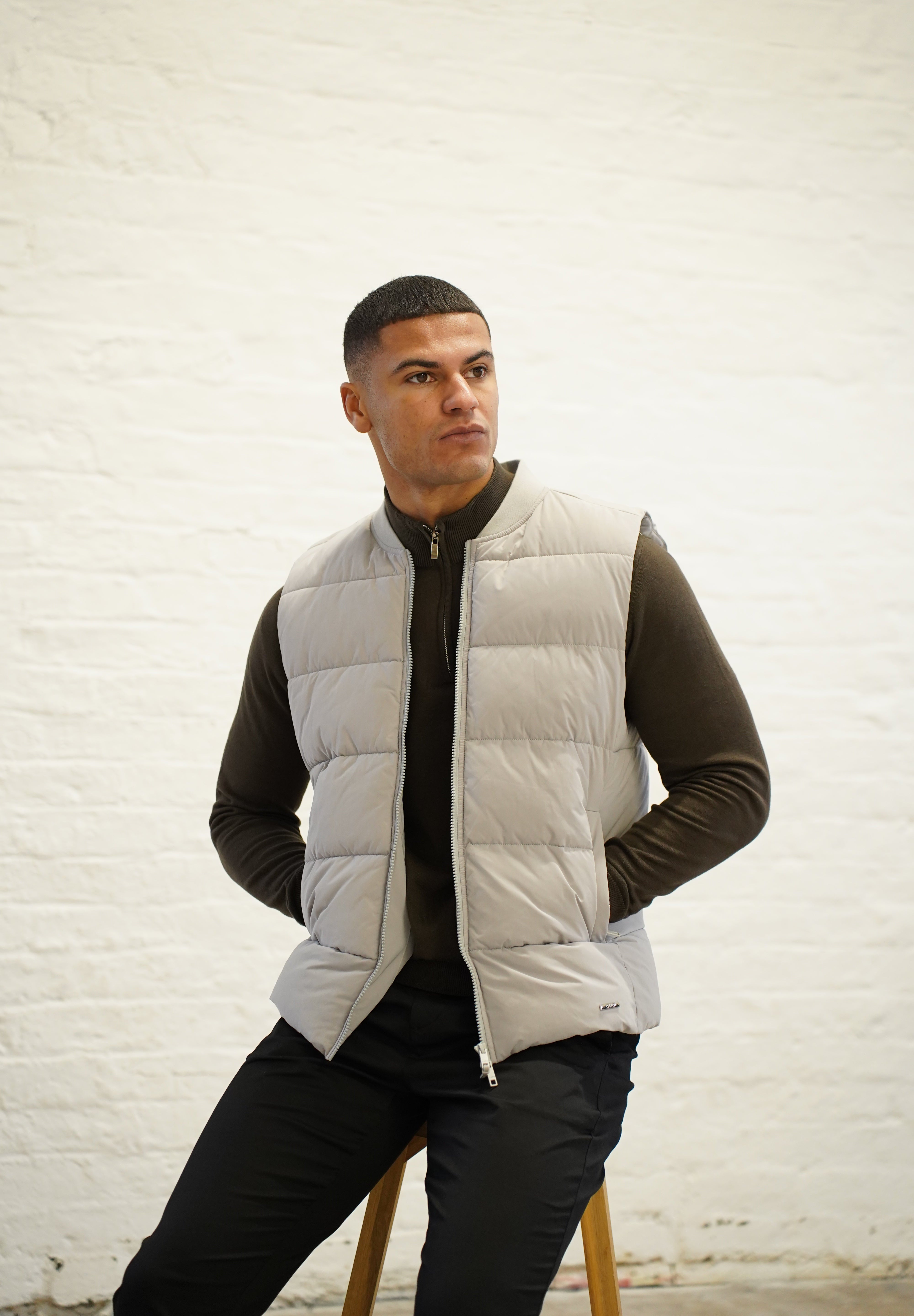 Capo Egyptian Cotton 1/4 Zip Top - Khaki