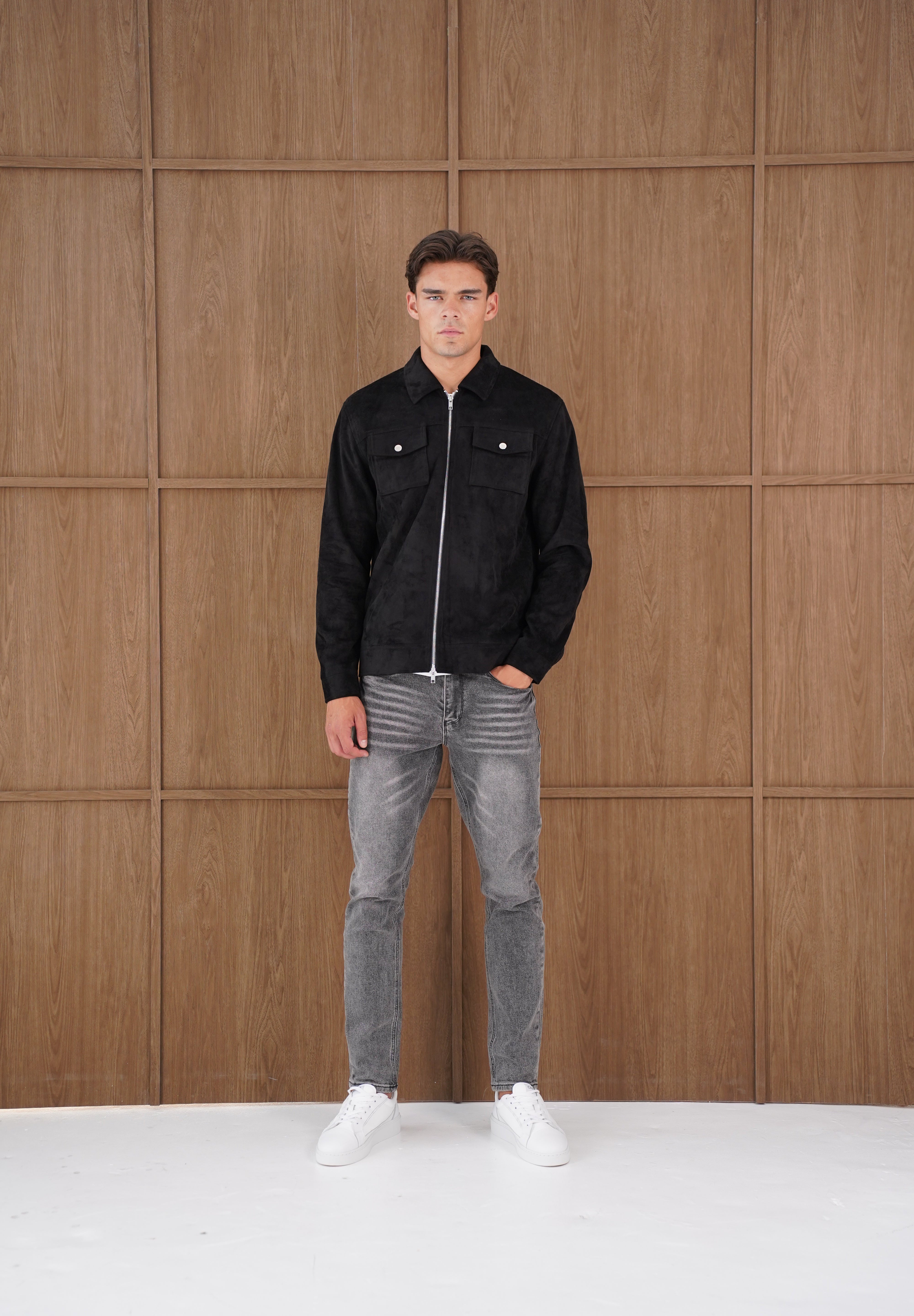 Capo Faux Suede Jacket - Black