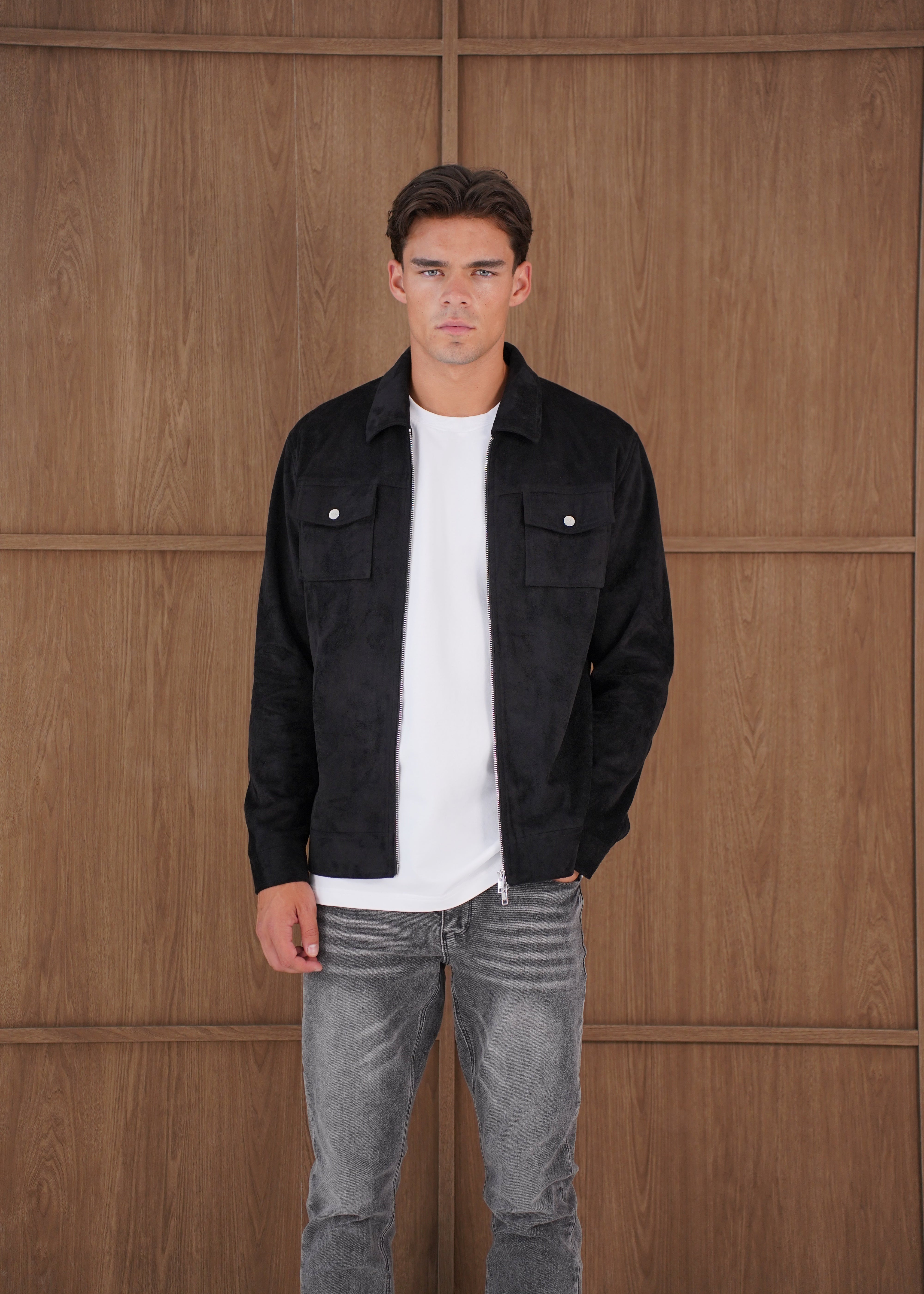 Capo Faux Suede Jacket - Black