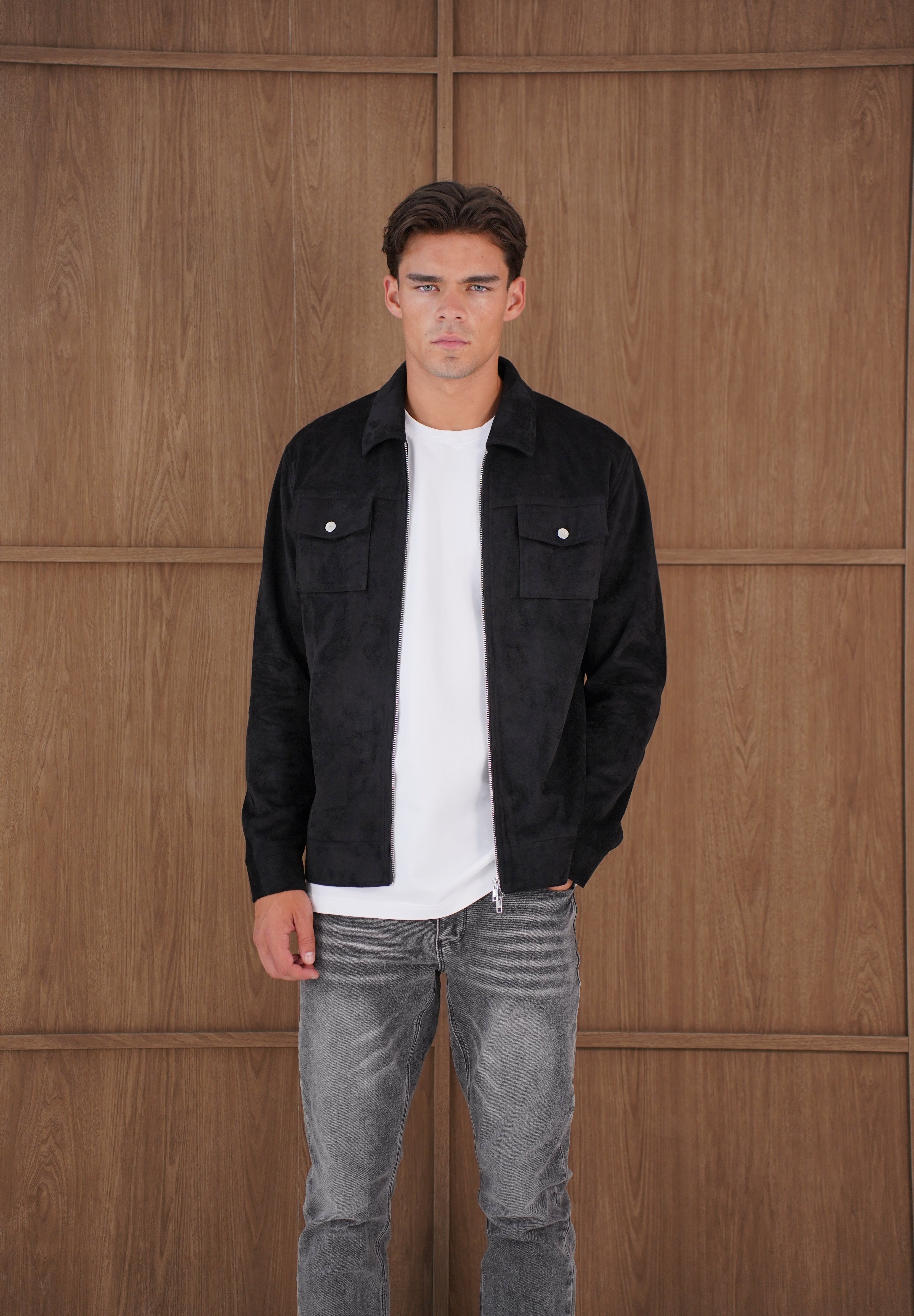 Capo Faux Suede Jacket - Black