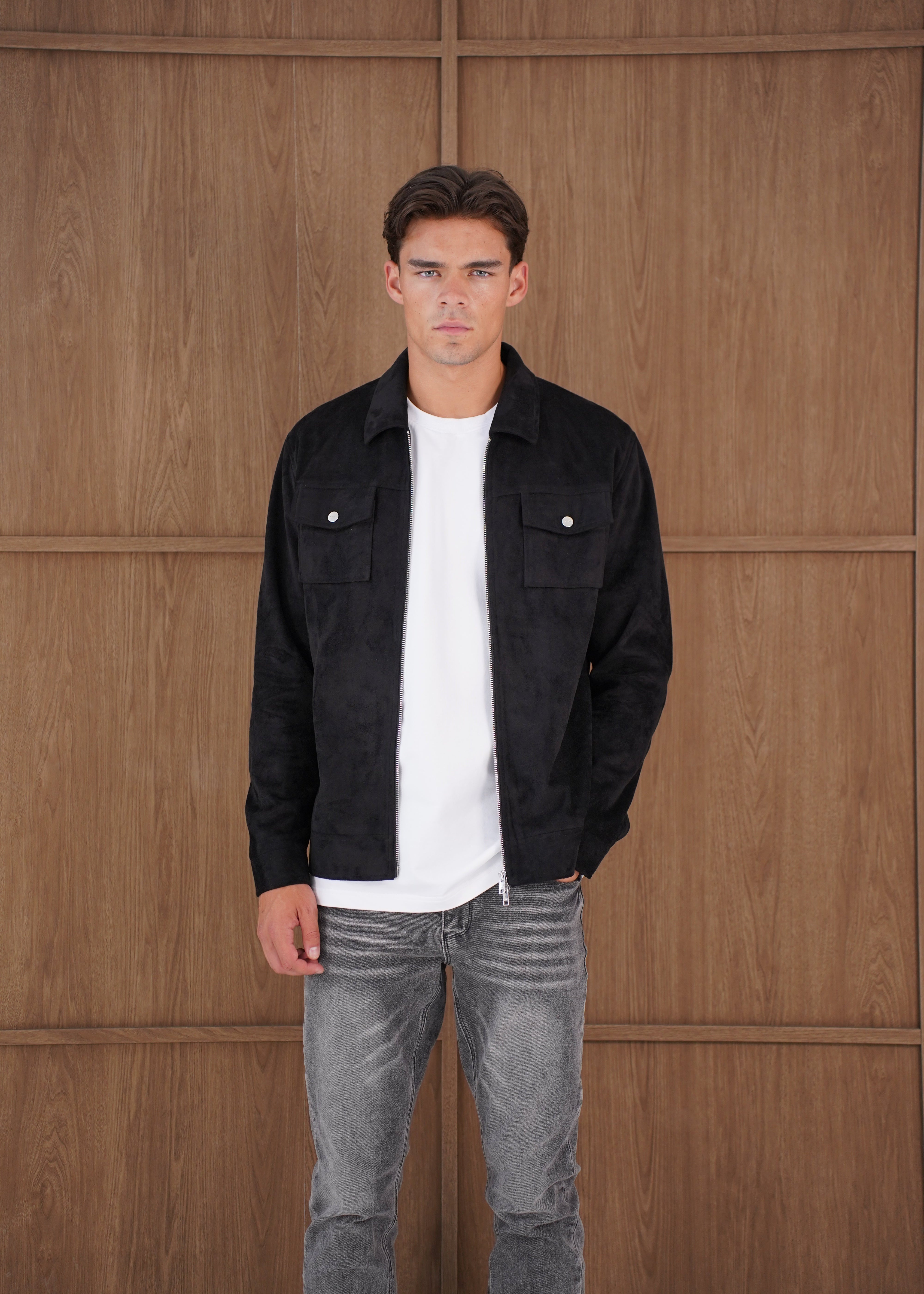 Capo Faux Suede Jacket - Black