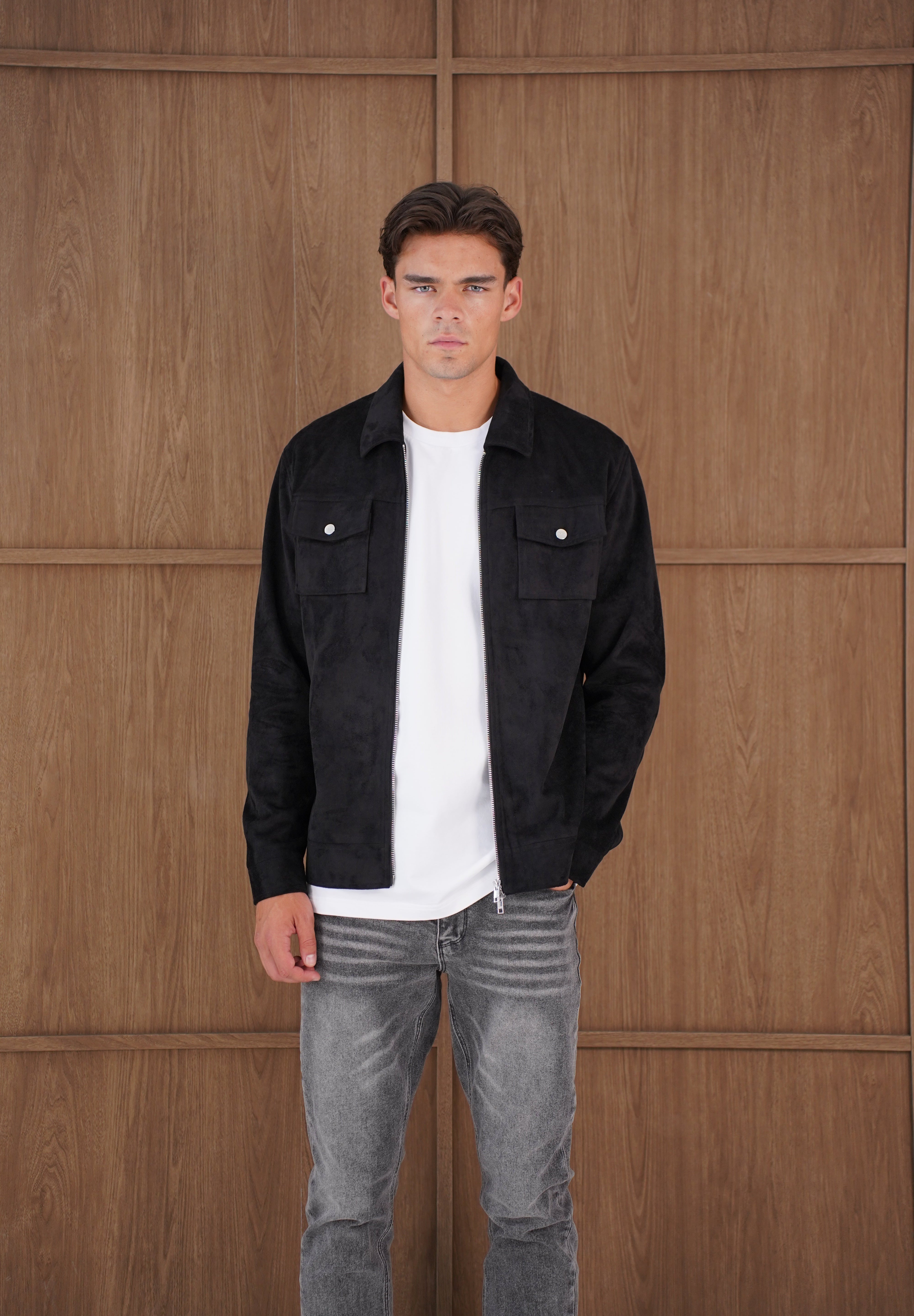 Capo Faux Suede Jacket - Black