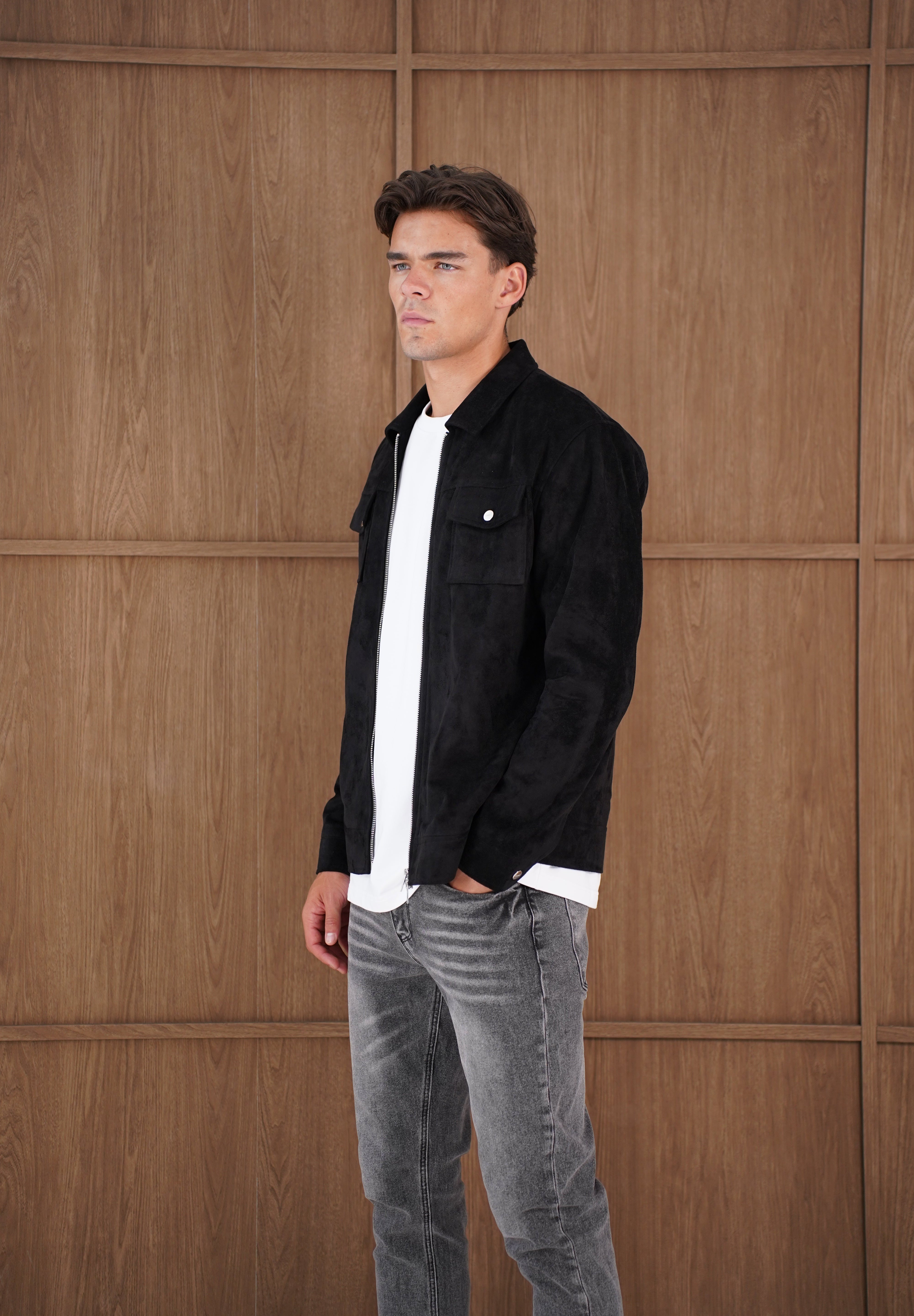 Capo Faux Suede Jacket - Black