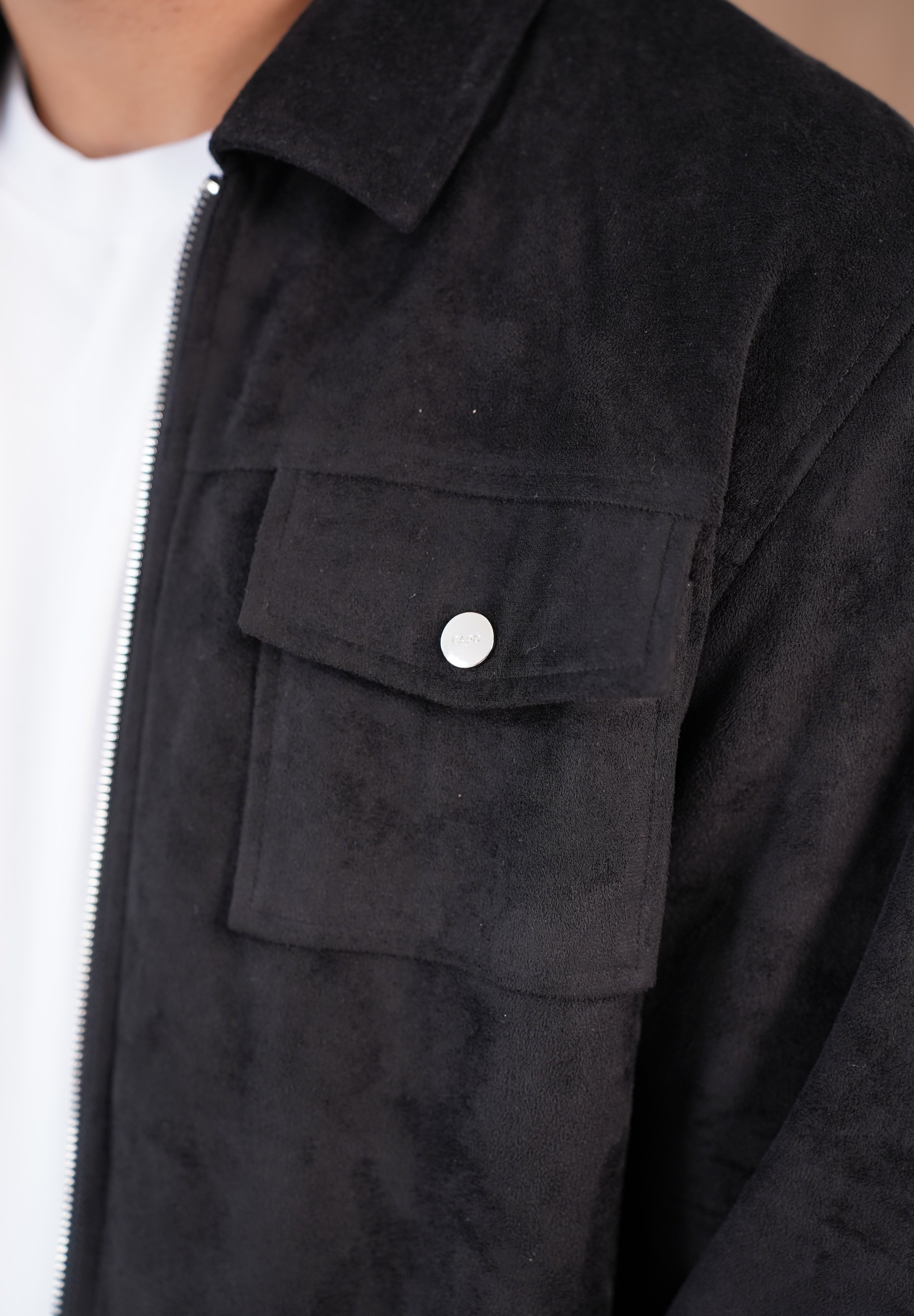 Capo Faux Suede Jacket - Black