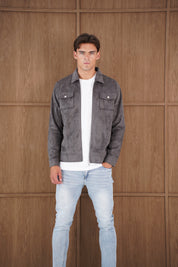 Capo Faux Suede Jacket - Charcoal