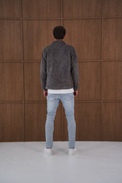 Capo Faux Suede Jacket - Charcoal