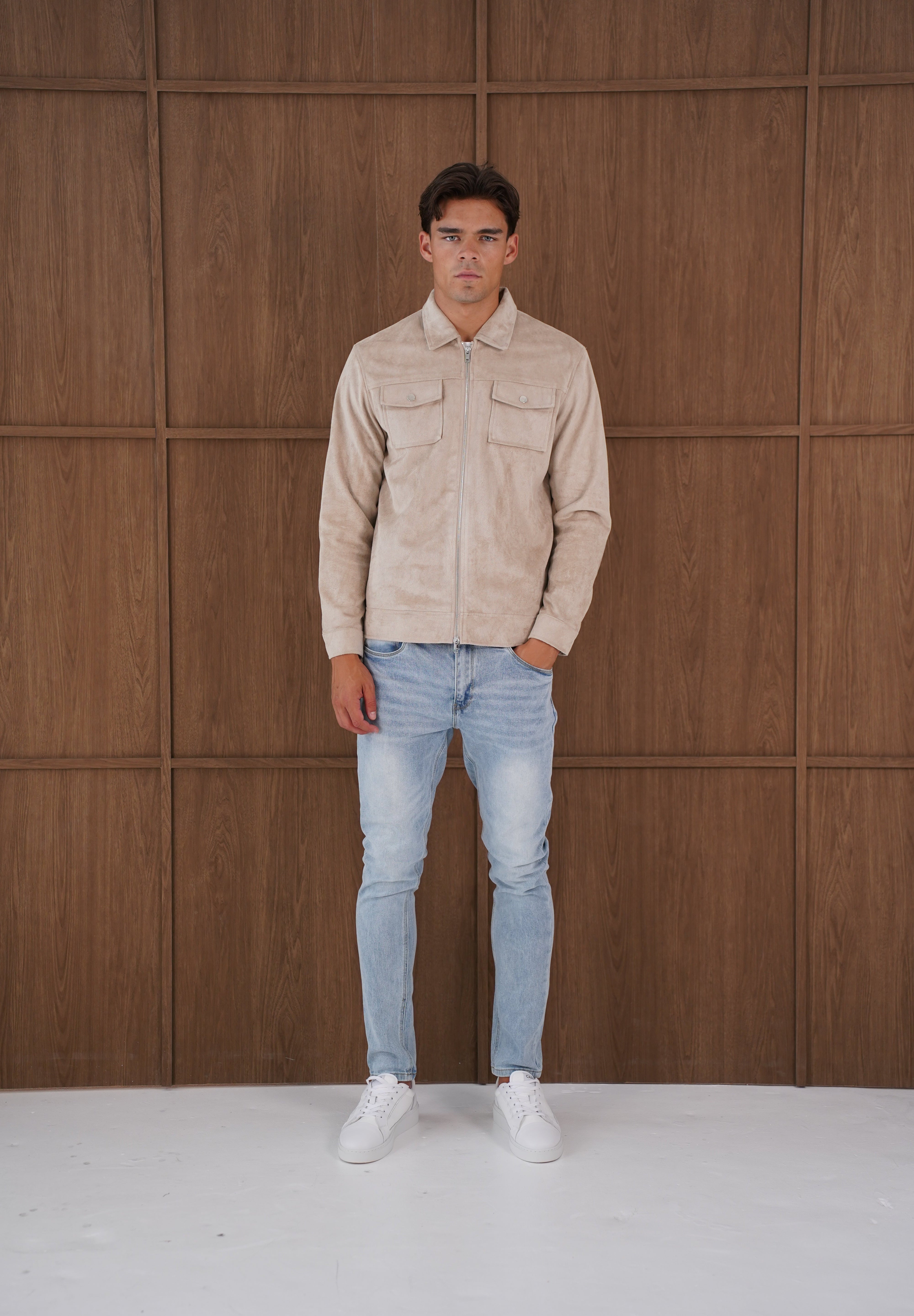 Capo Faux Suede Jacket - Stone