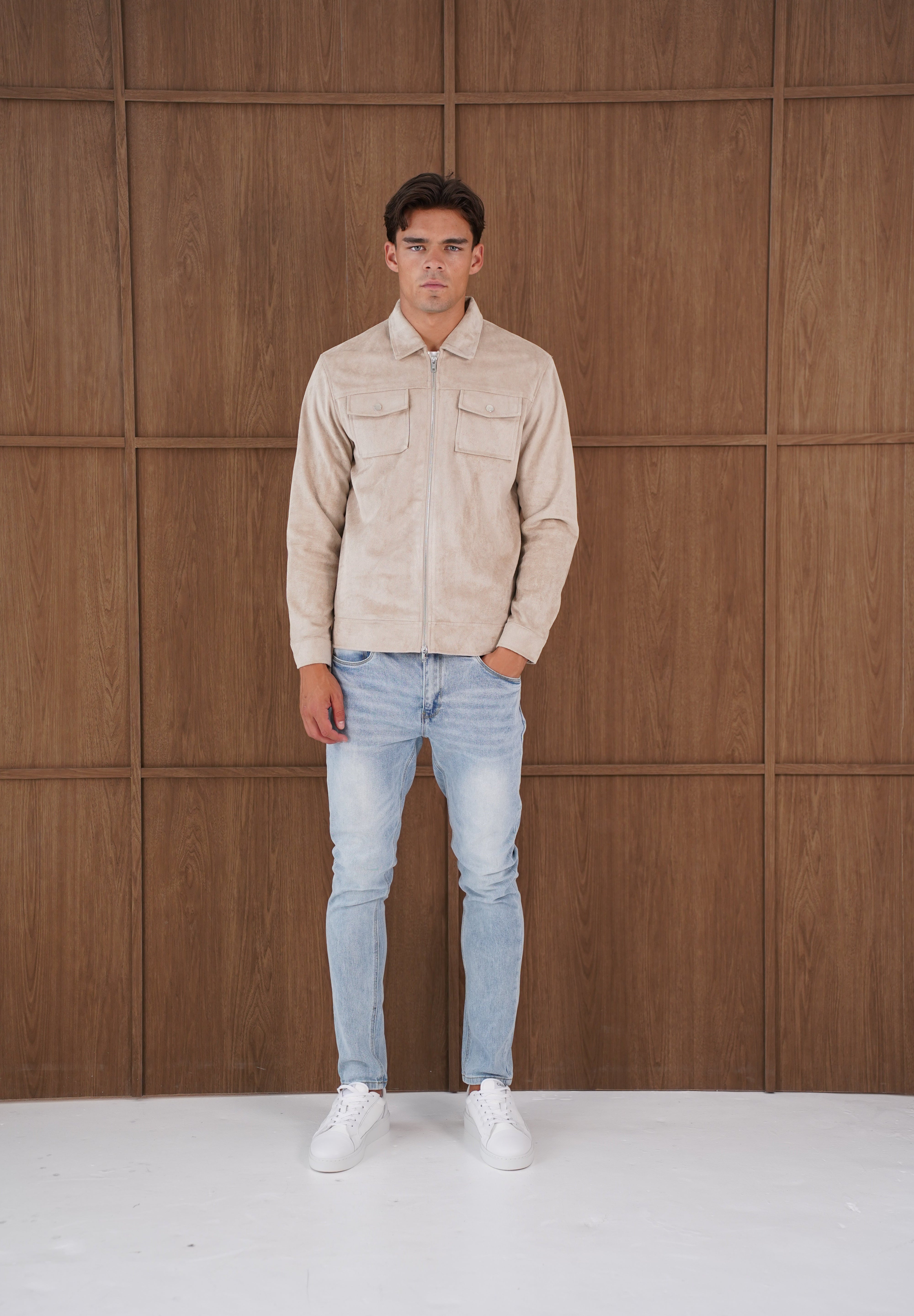 Capo Faux Suede Jacket - Stone