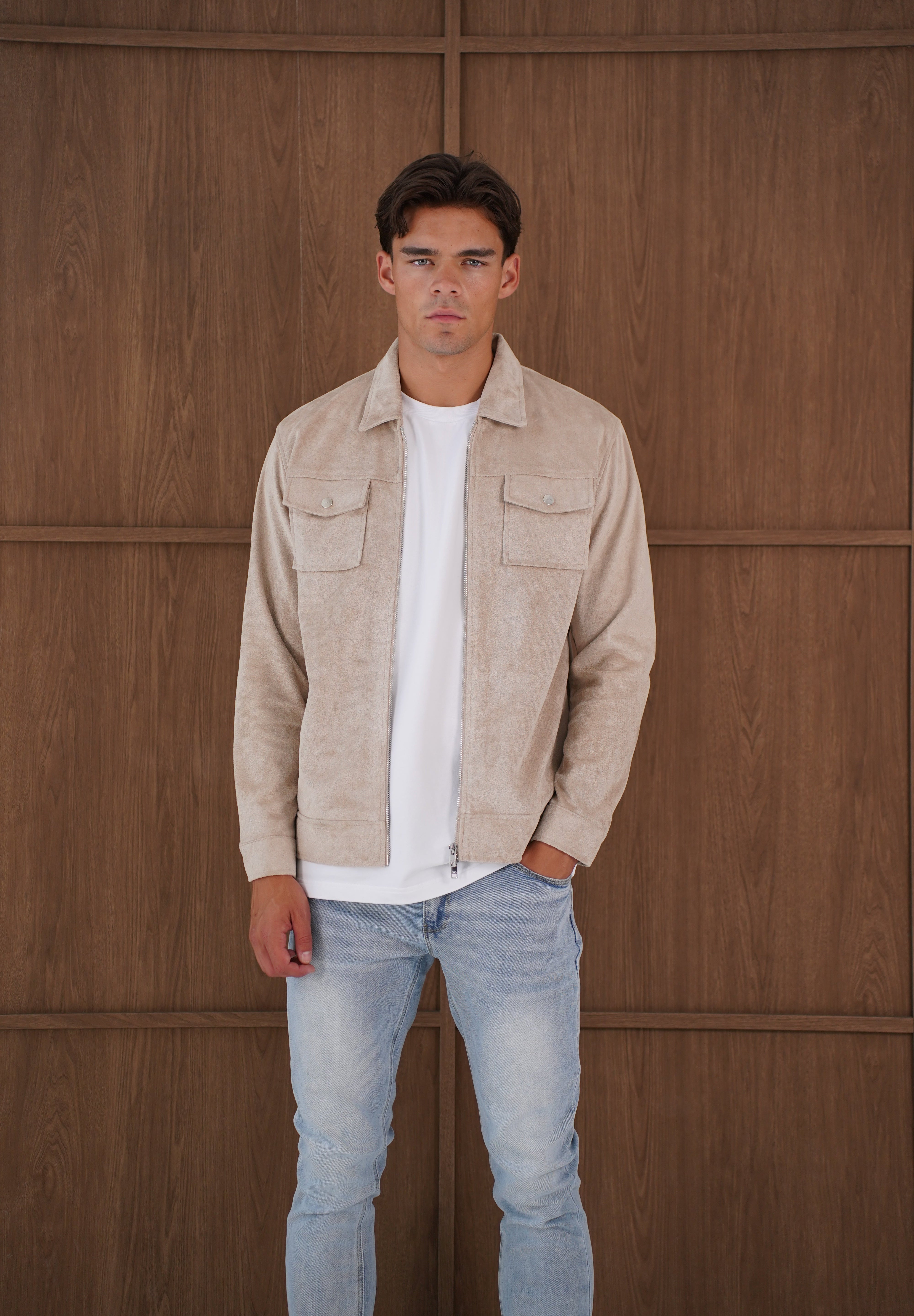 Capo Faux Suede Jacket - Stone