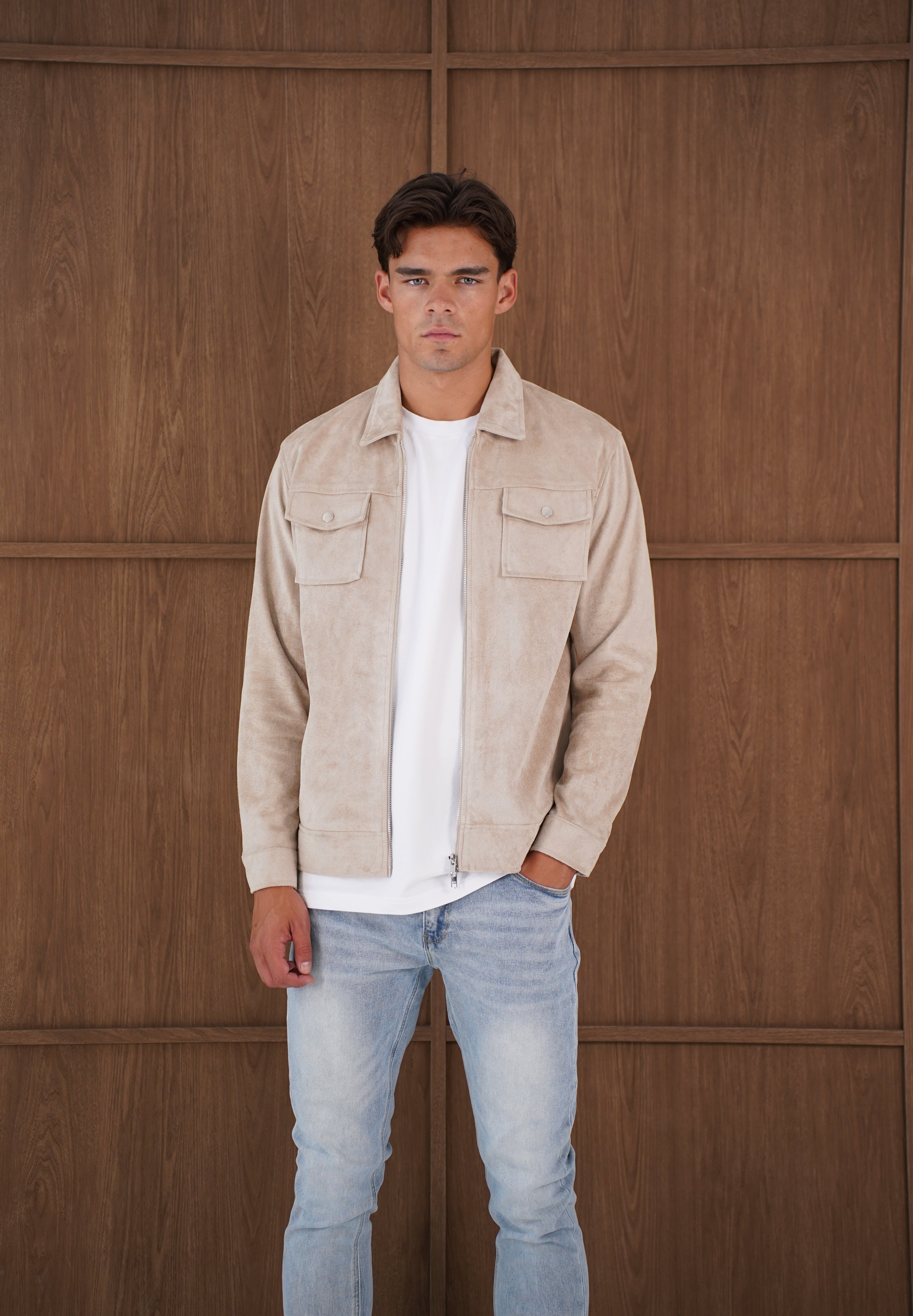 Capo Faux Suede Jacket - Stone