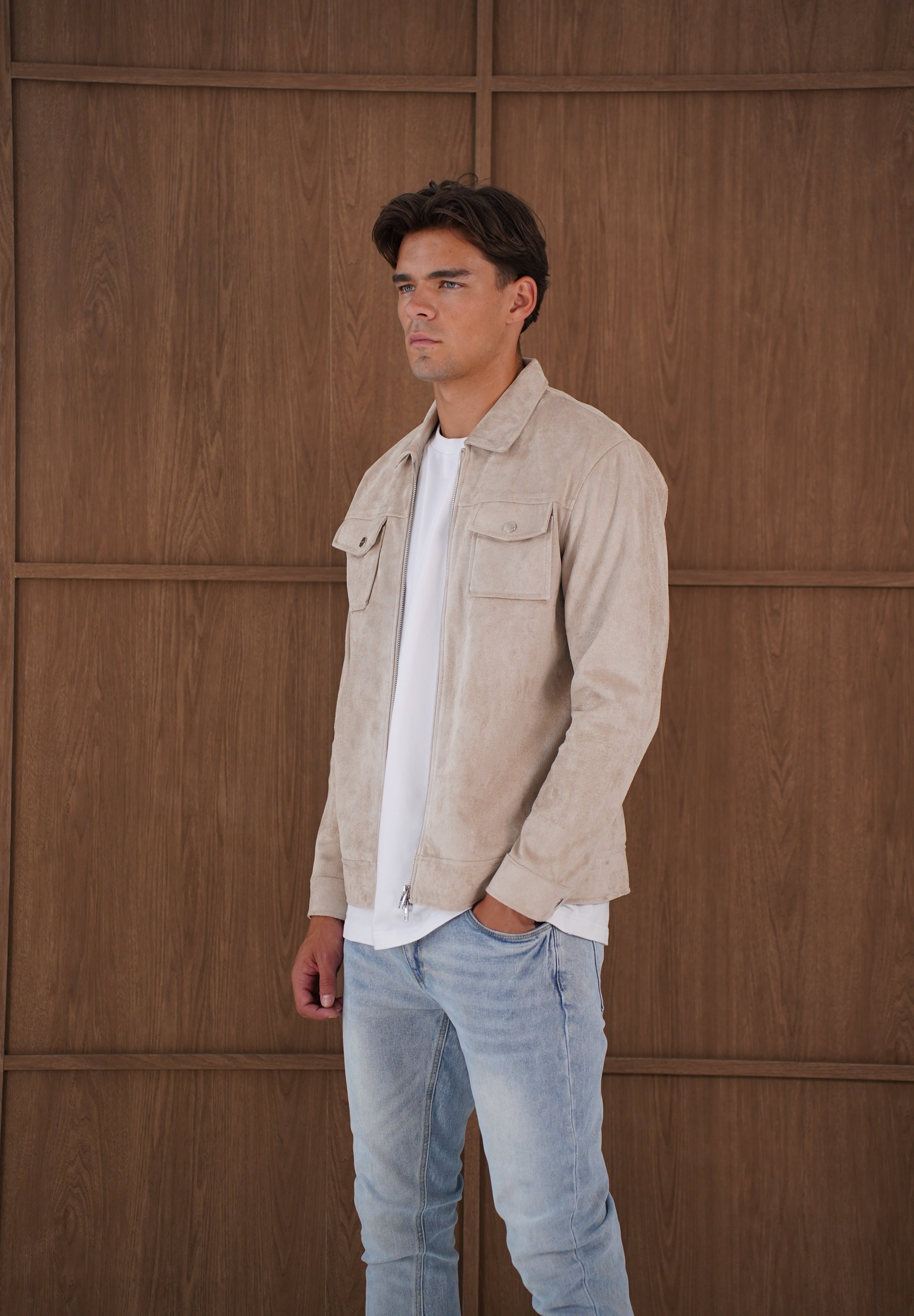 Capo Faux Suede Jacket - Stone