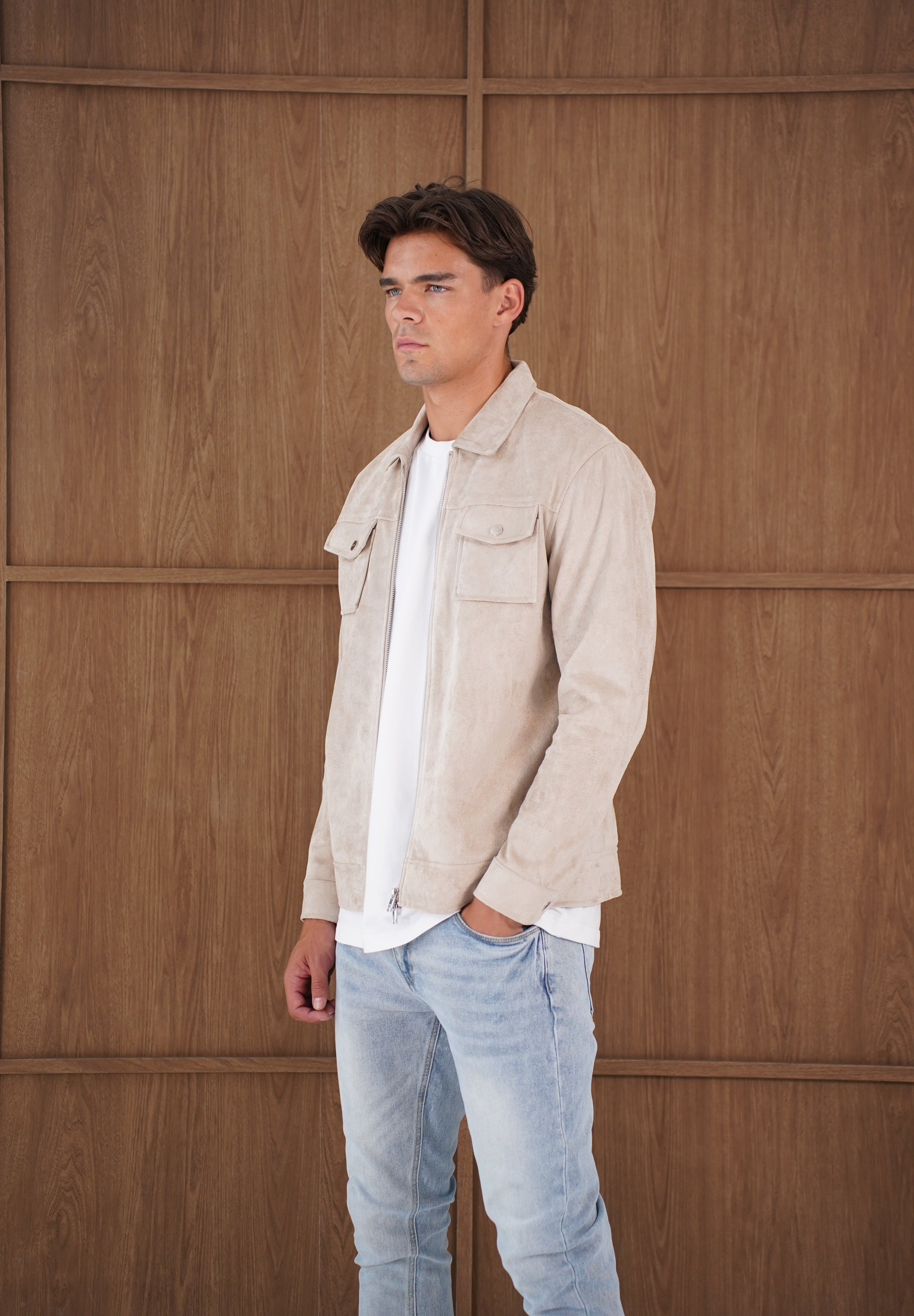 Capo Faux Suede Jacket - Stone