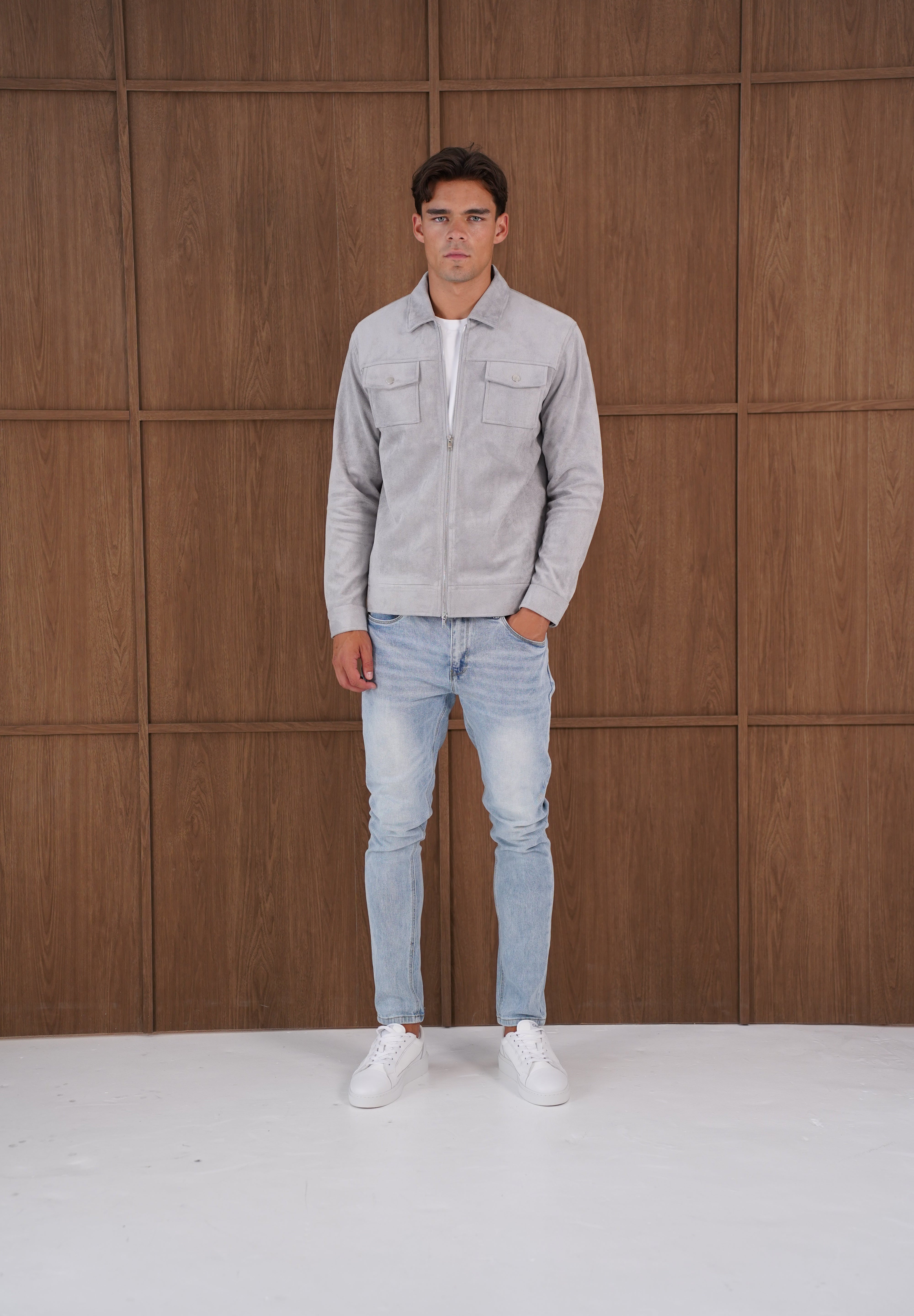Capo Faux Suede Jacket - Grey