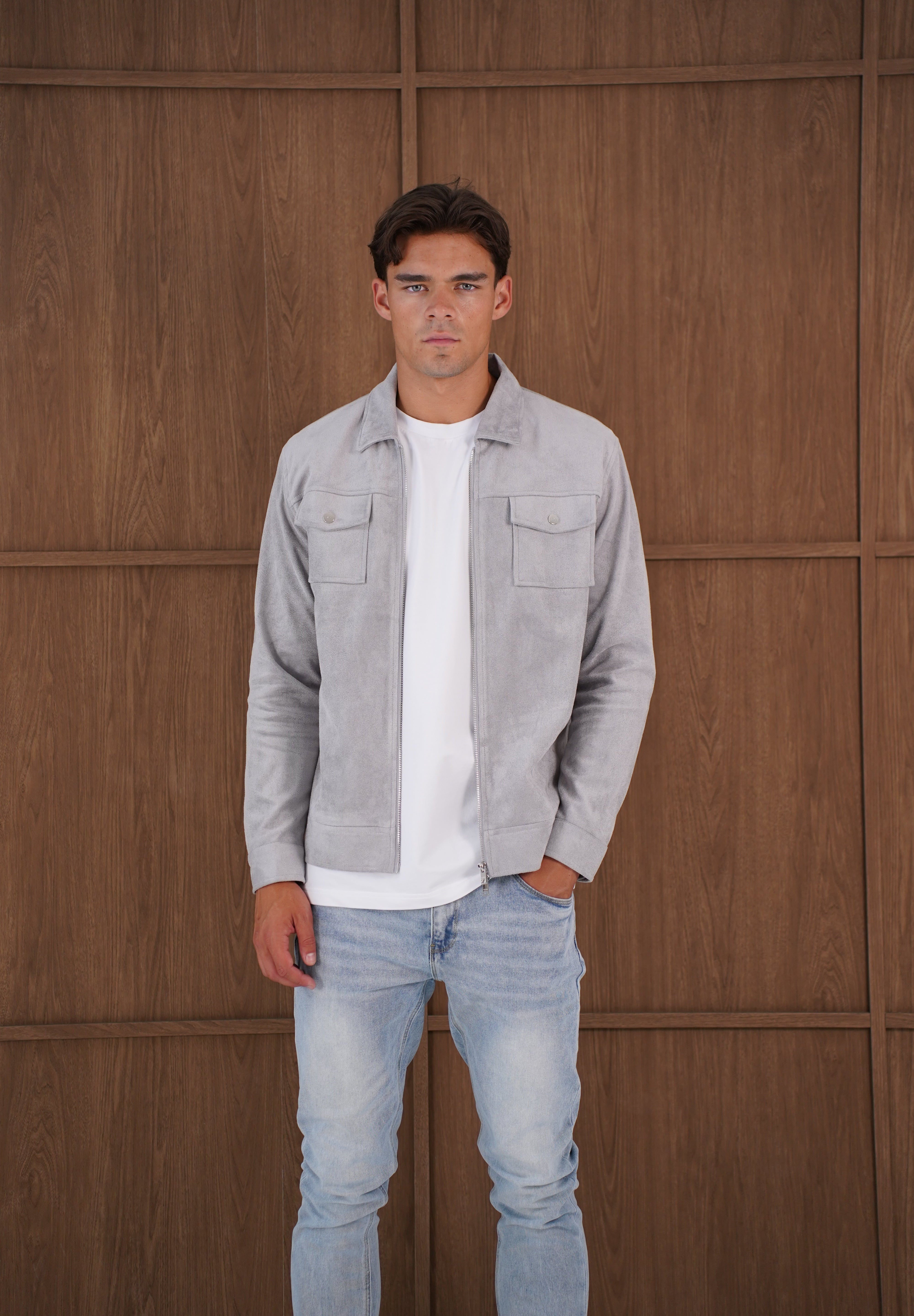 Capo Faux Suede Jacket - Grey