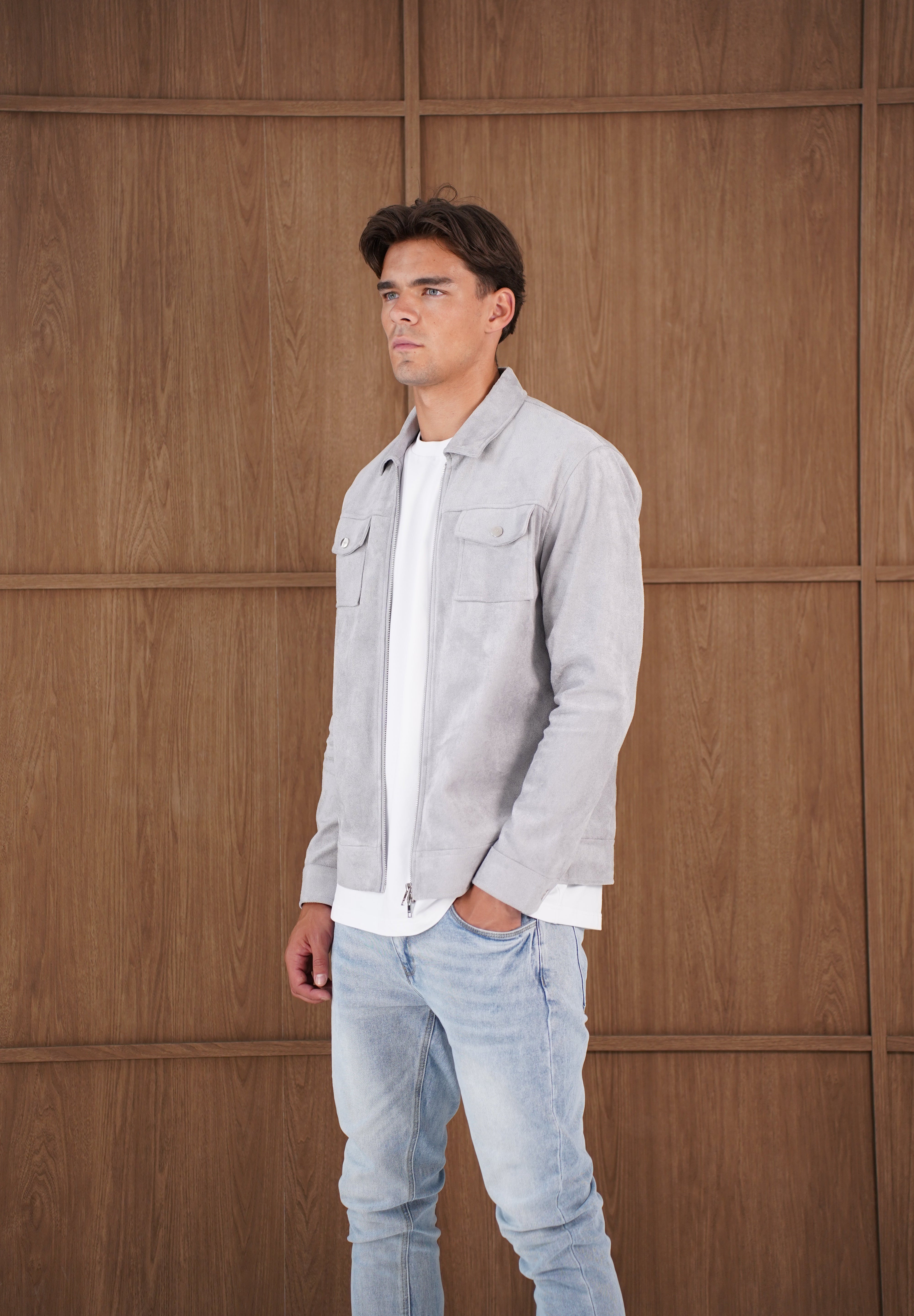 Capo Faux Suede Jacket - Grey