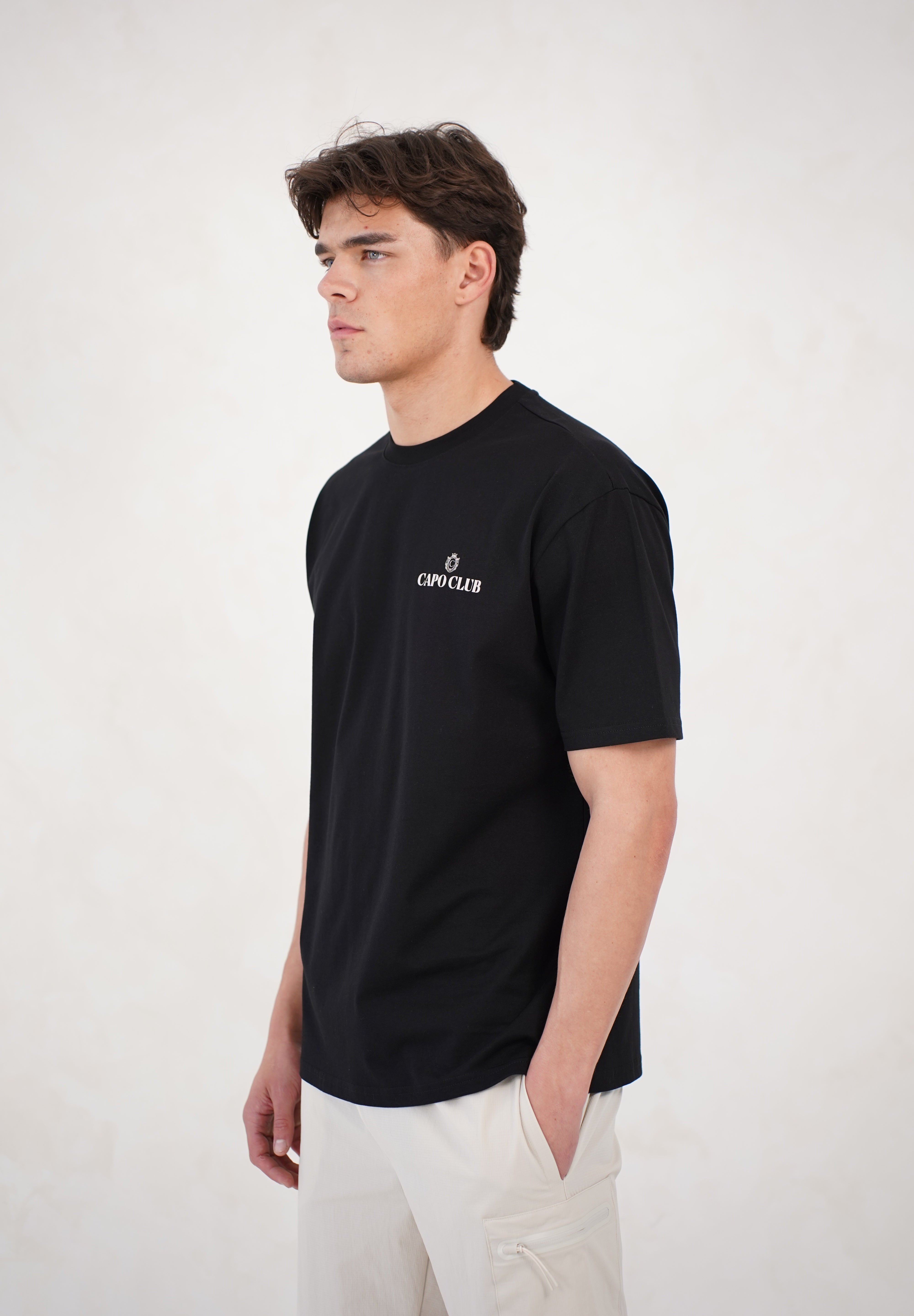 Capo Club Craftsman Crest T-Shirt - Black/Porpoise