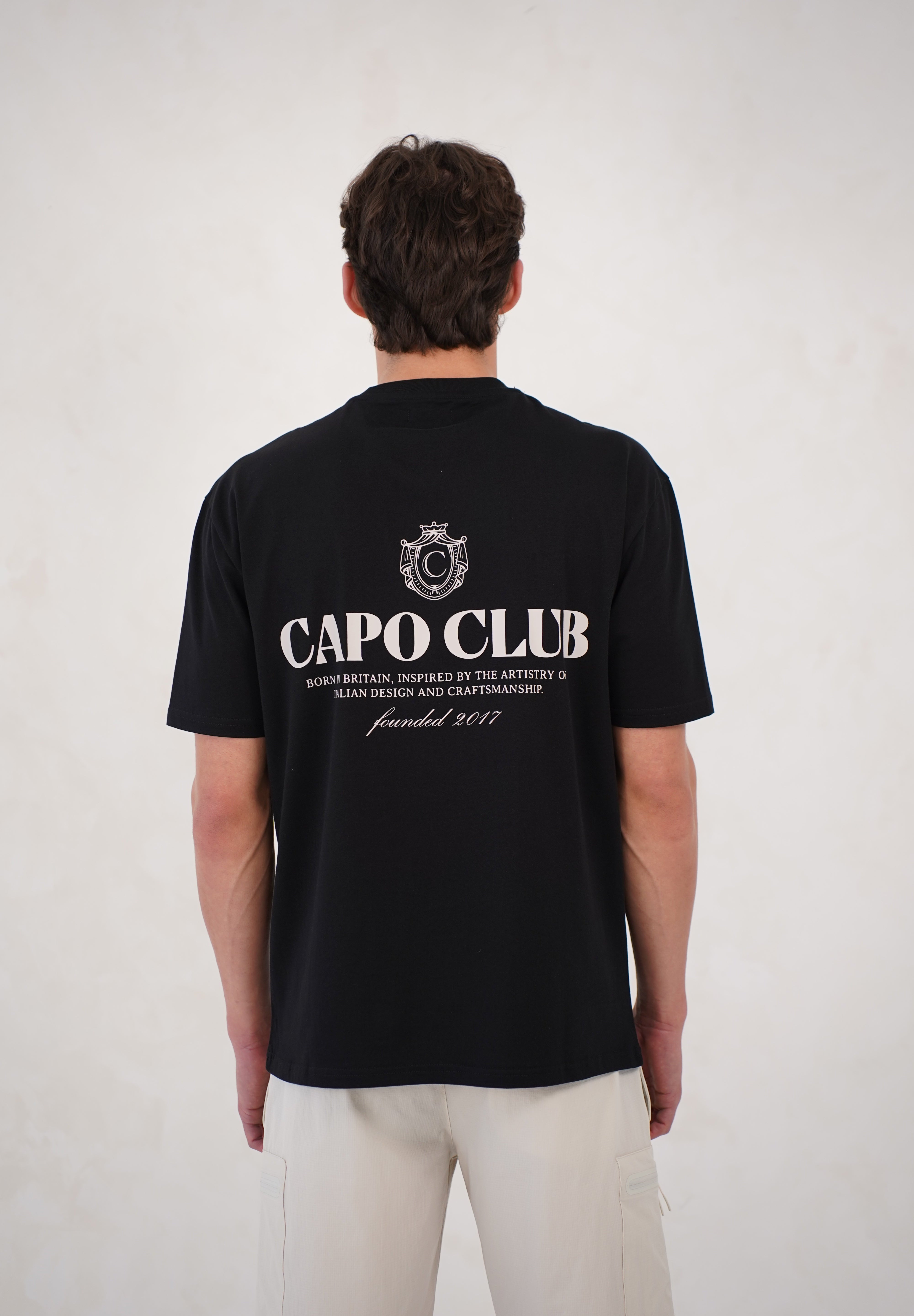 Capo Club Craftsman Crest T-Shirt - Black/Porpoise
