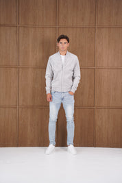 Capo Faux Suede Bomber Jacket - Grey