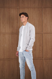 Capo Faux Suede Bomber Jacket - Grey