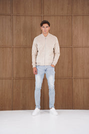 Capo Faux Suede Bomber Jacket - Stone