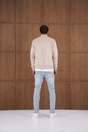 Capo Faux Suede Bomber Jacket - Stone
