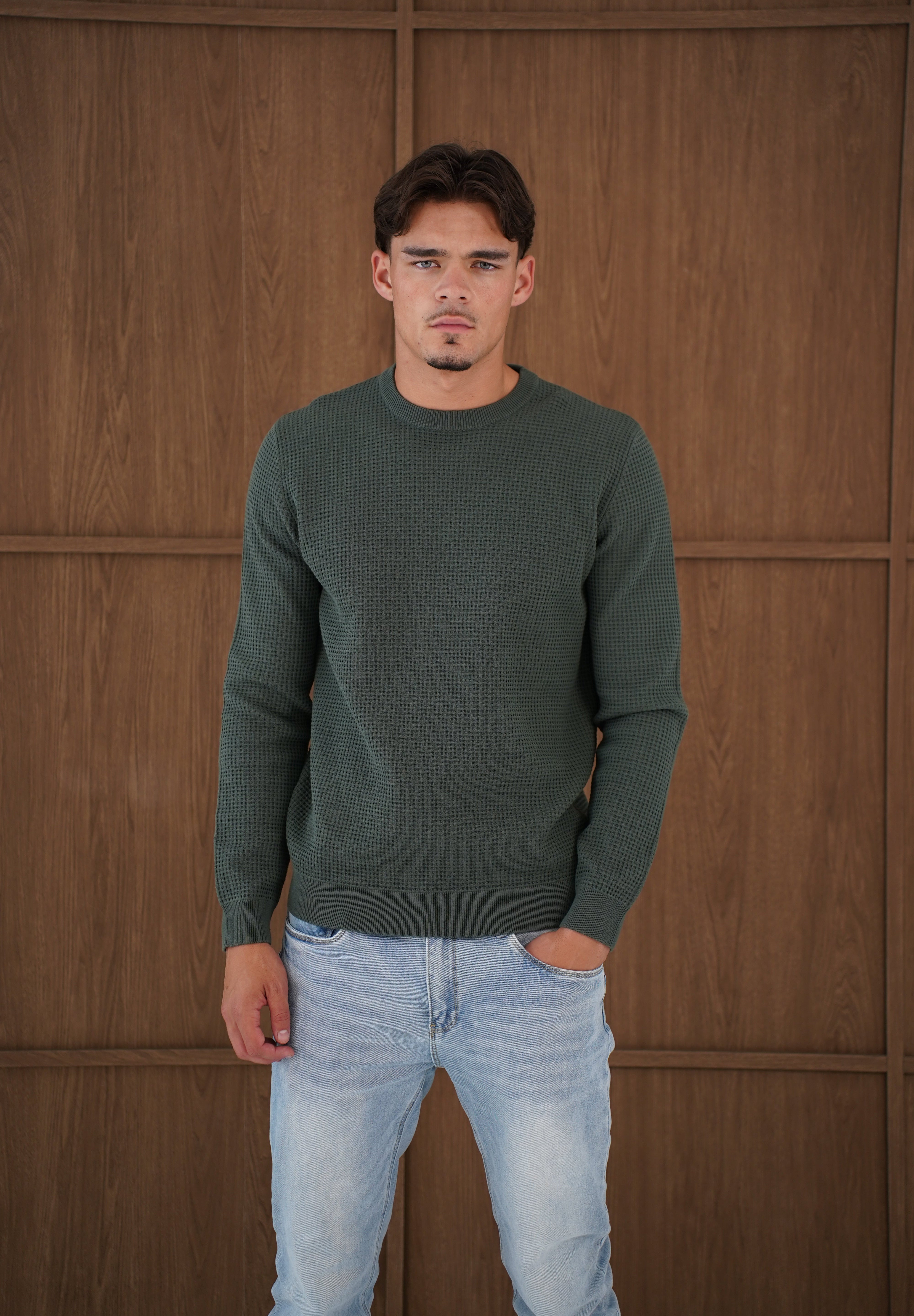 Capo CABLE Knit Jumper - Moss Green
