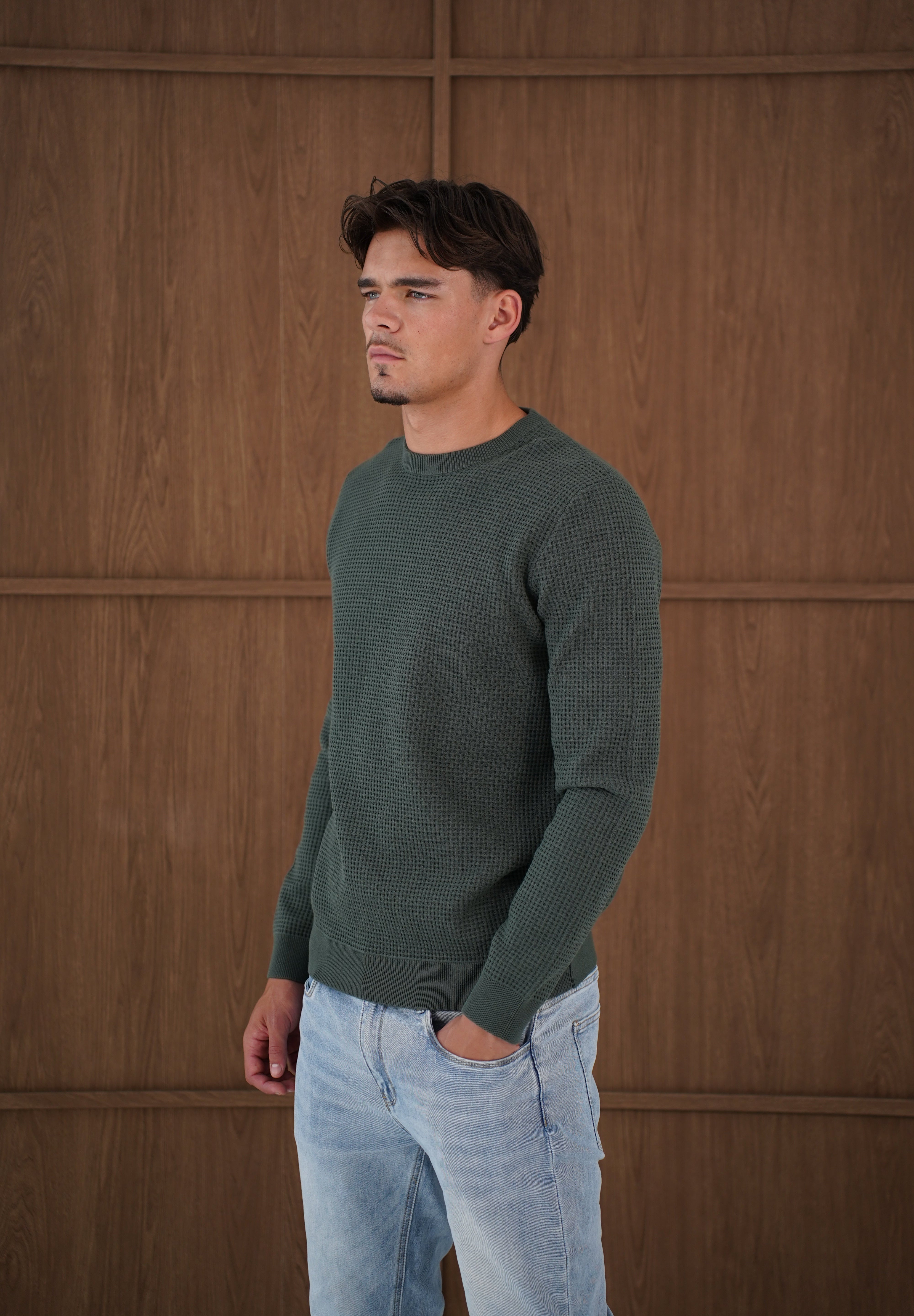 Capo CABLE Knit Jumper - Moss Green