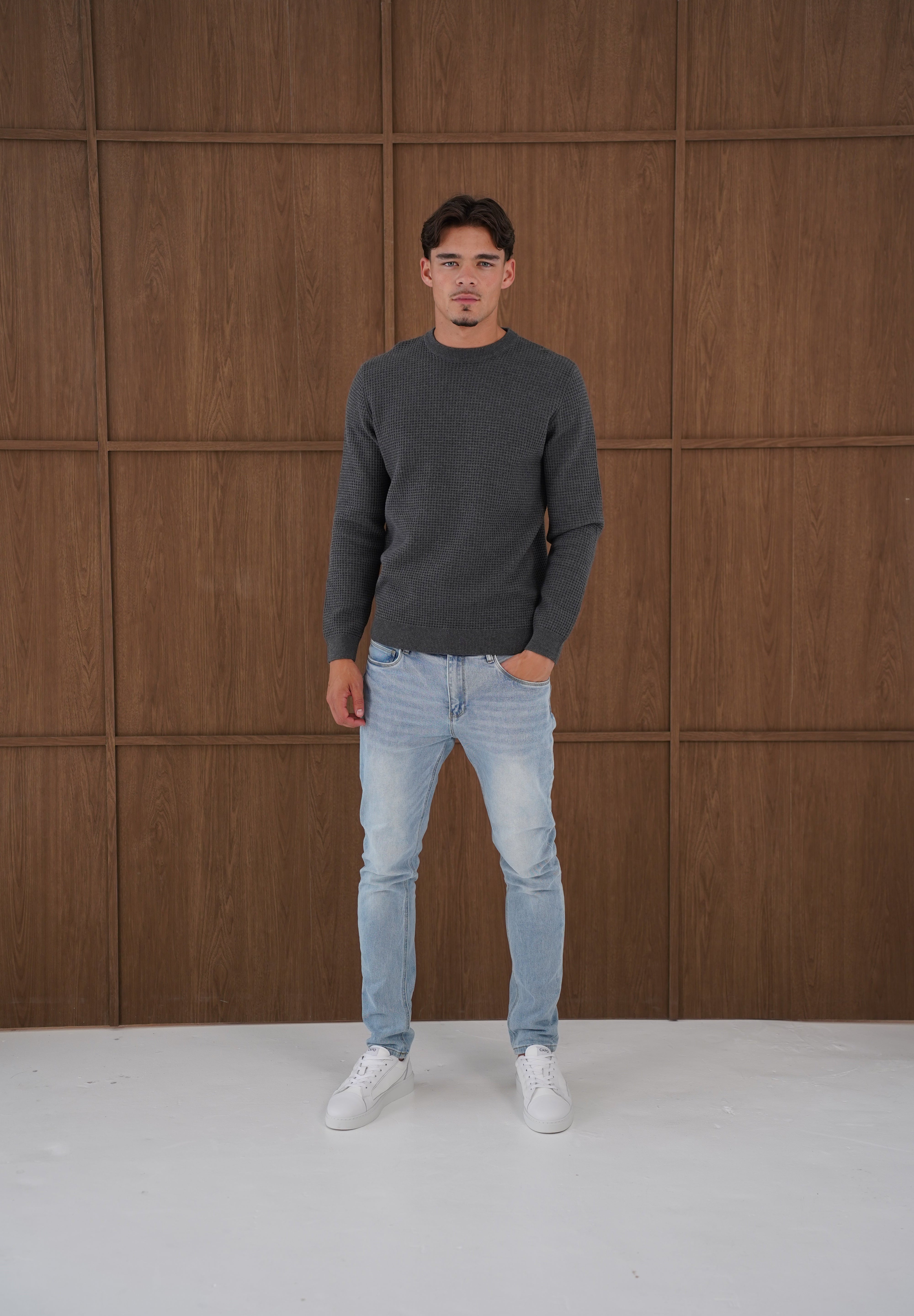 Capo CABLE Knit Jumper - Charcoal