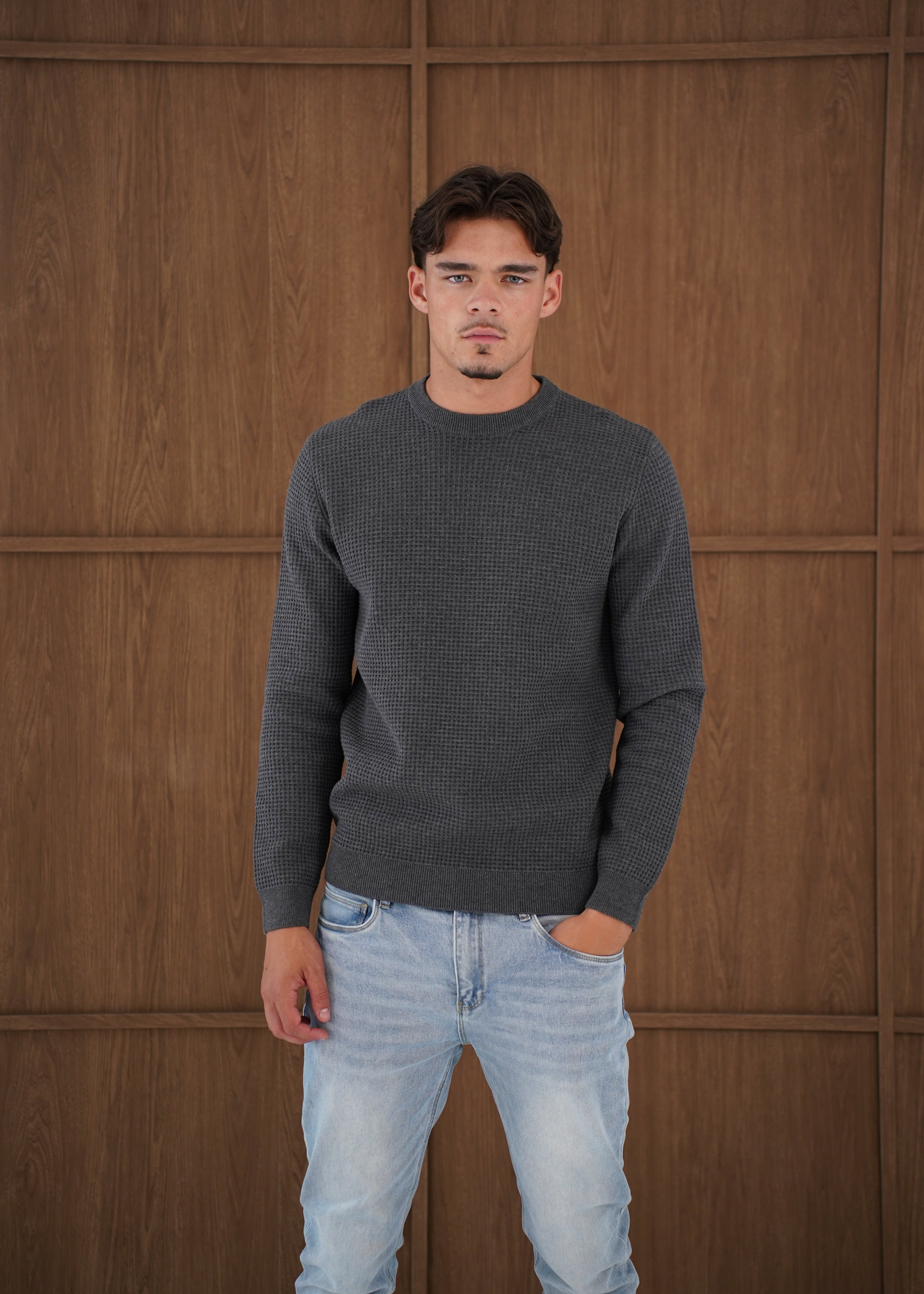 Capo CABLE Knit Jumper - Charcoal