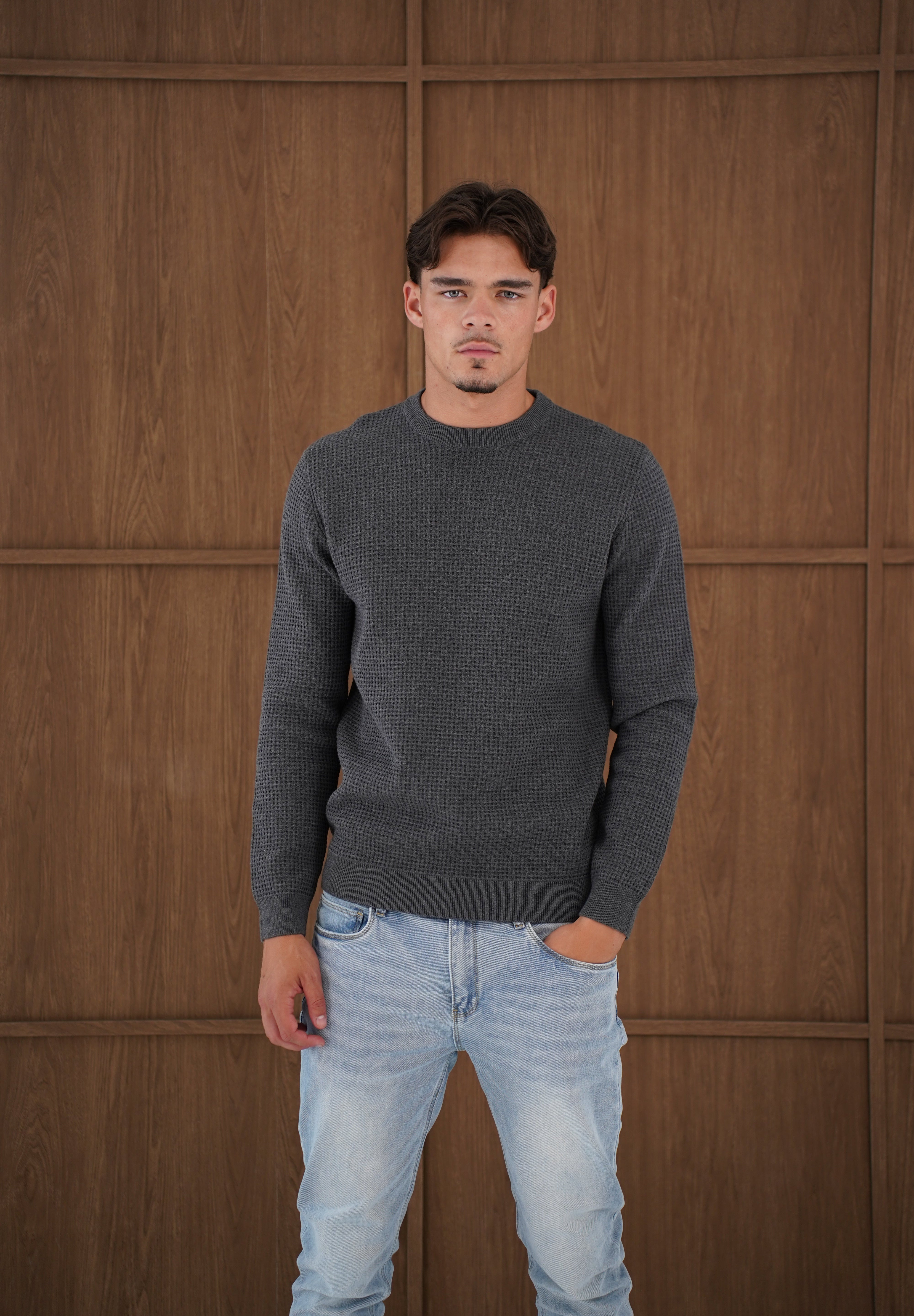 Capo CABLE Knit Jumper - Charcoal