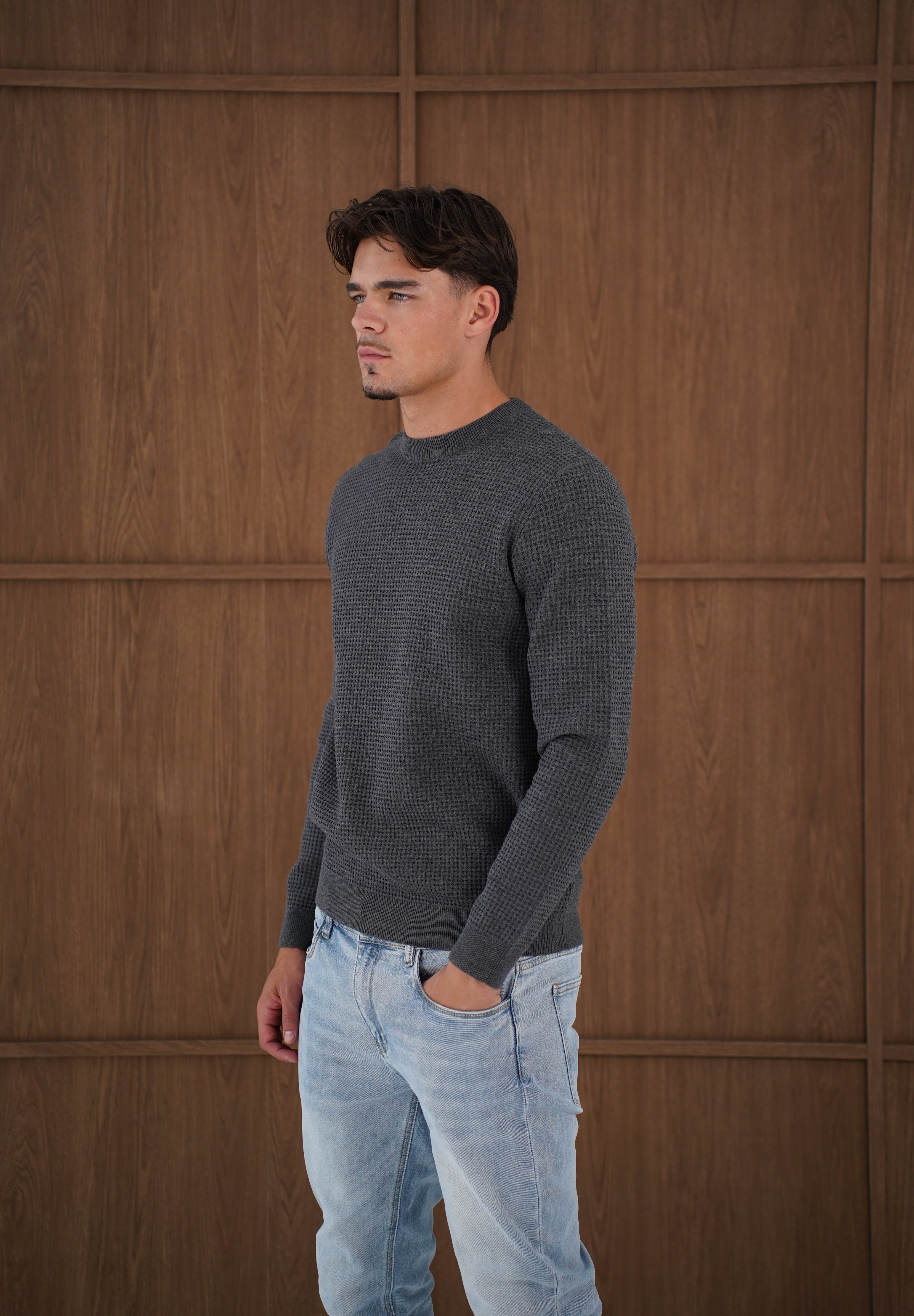Capo CABLE Knit Jumper - Charcoal