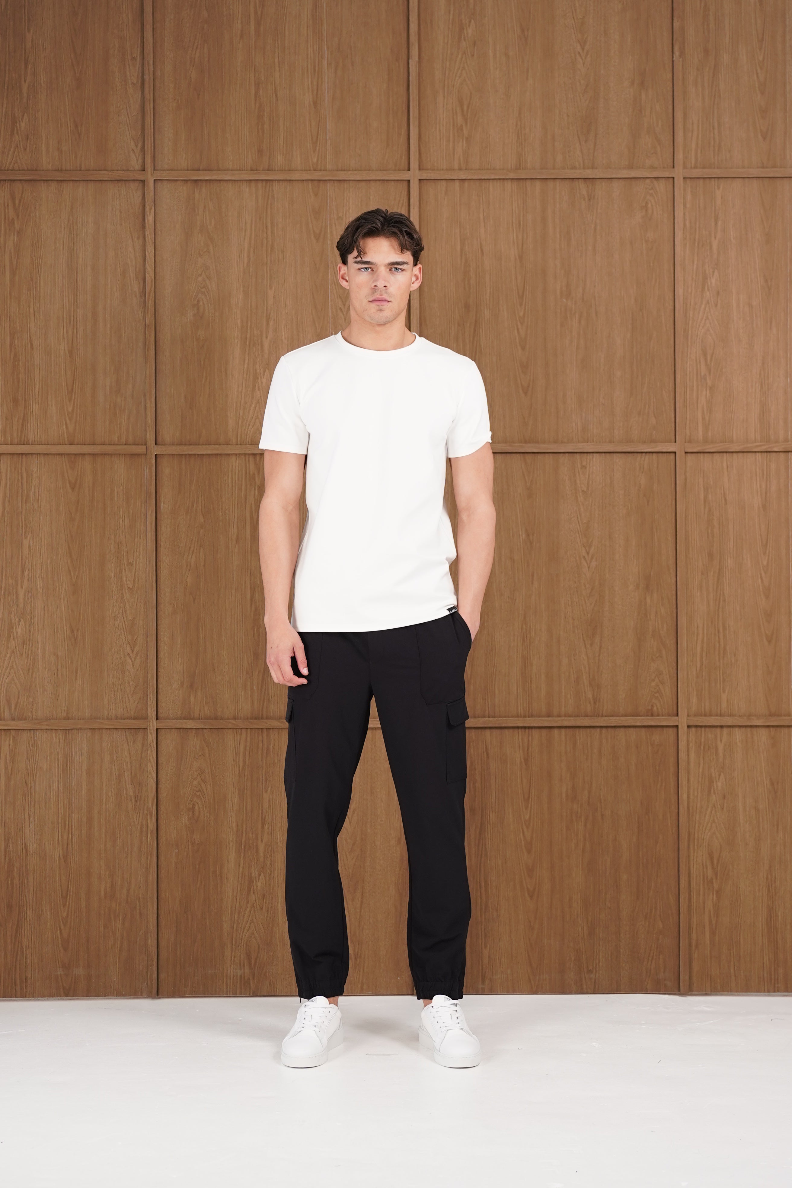 Capo Smart Cuffed Cargo Pants - Black