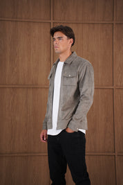 Capo Faux Suede Jacket - Olive