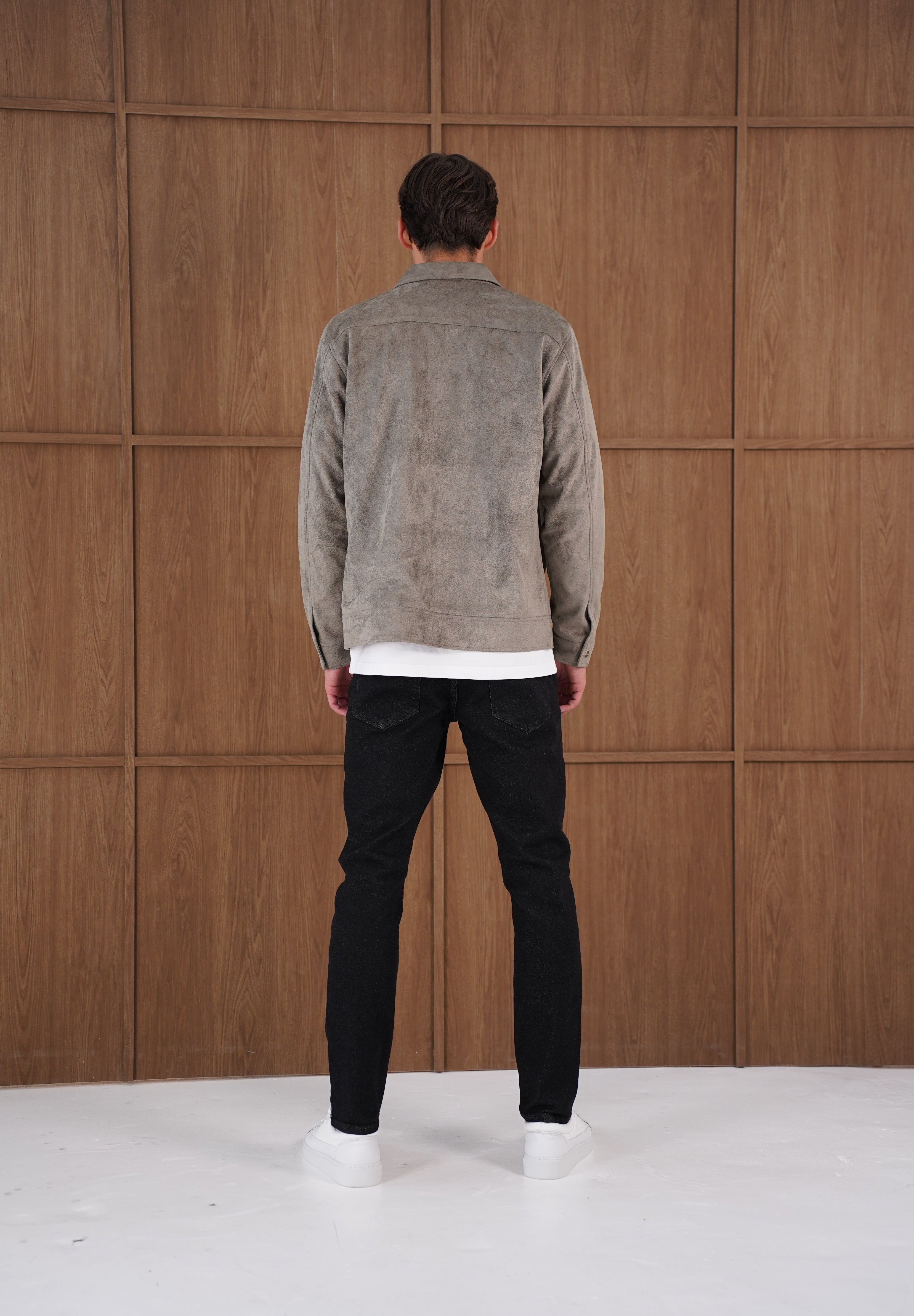 Capo Faux Suede Jacket - Olive