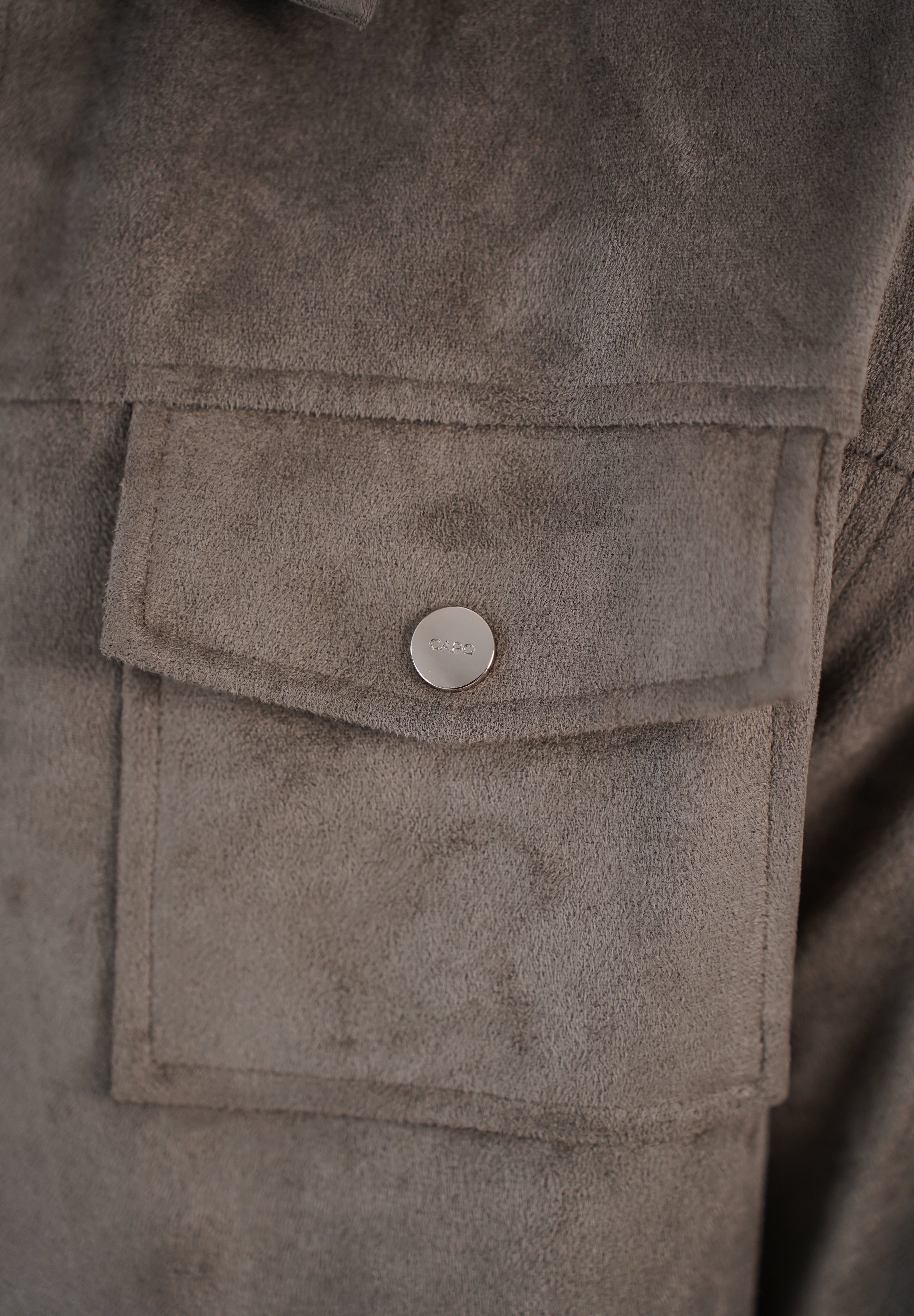 Capo Faux Suede Jacket - Olive
