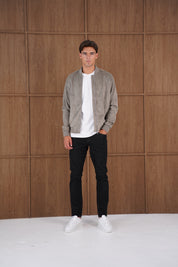 Capo Faux Suede Bomber Jacket - Olive