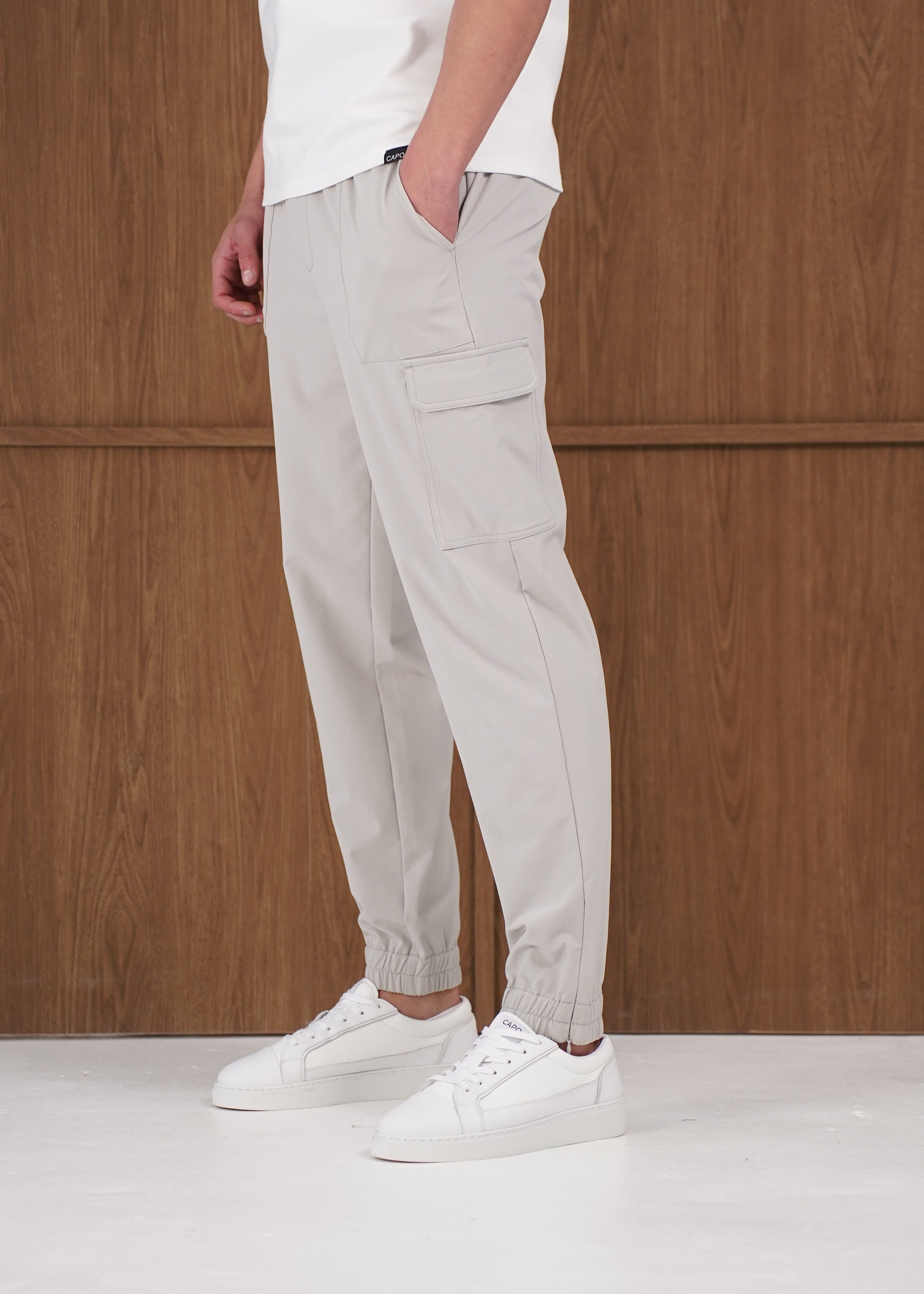 Capo Smart Cuffed Cargo Pants - Light Grey