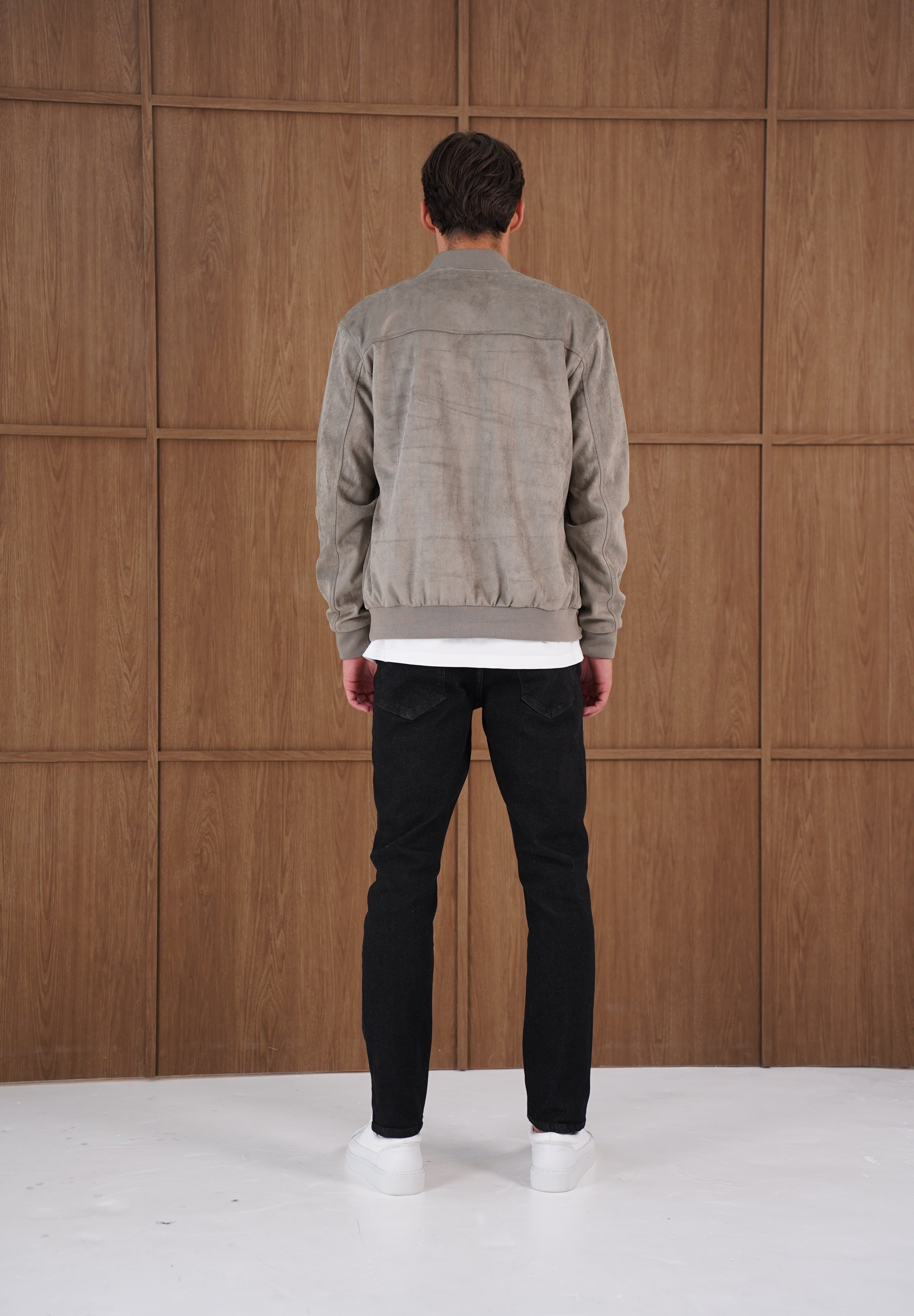 Capo Faux Suede Bomber Jacket - Olive