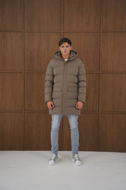 Capo Mid-Length Puffer Coat - Brown