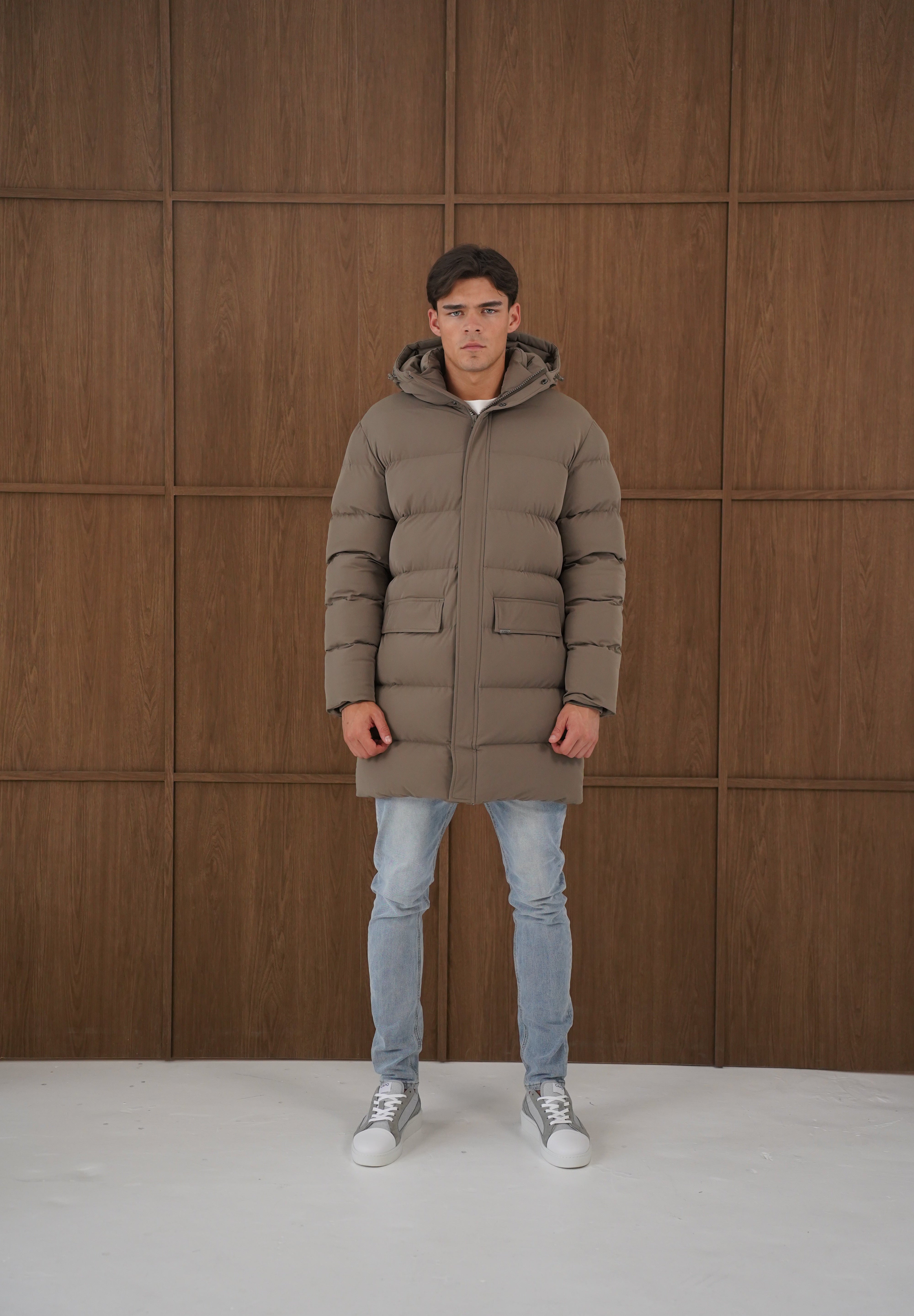 Capo Mid-Length Puffer Coat - Brown