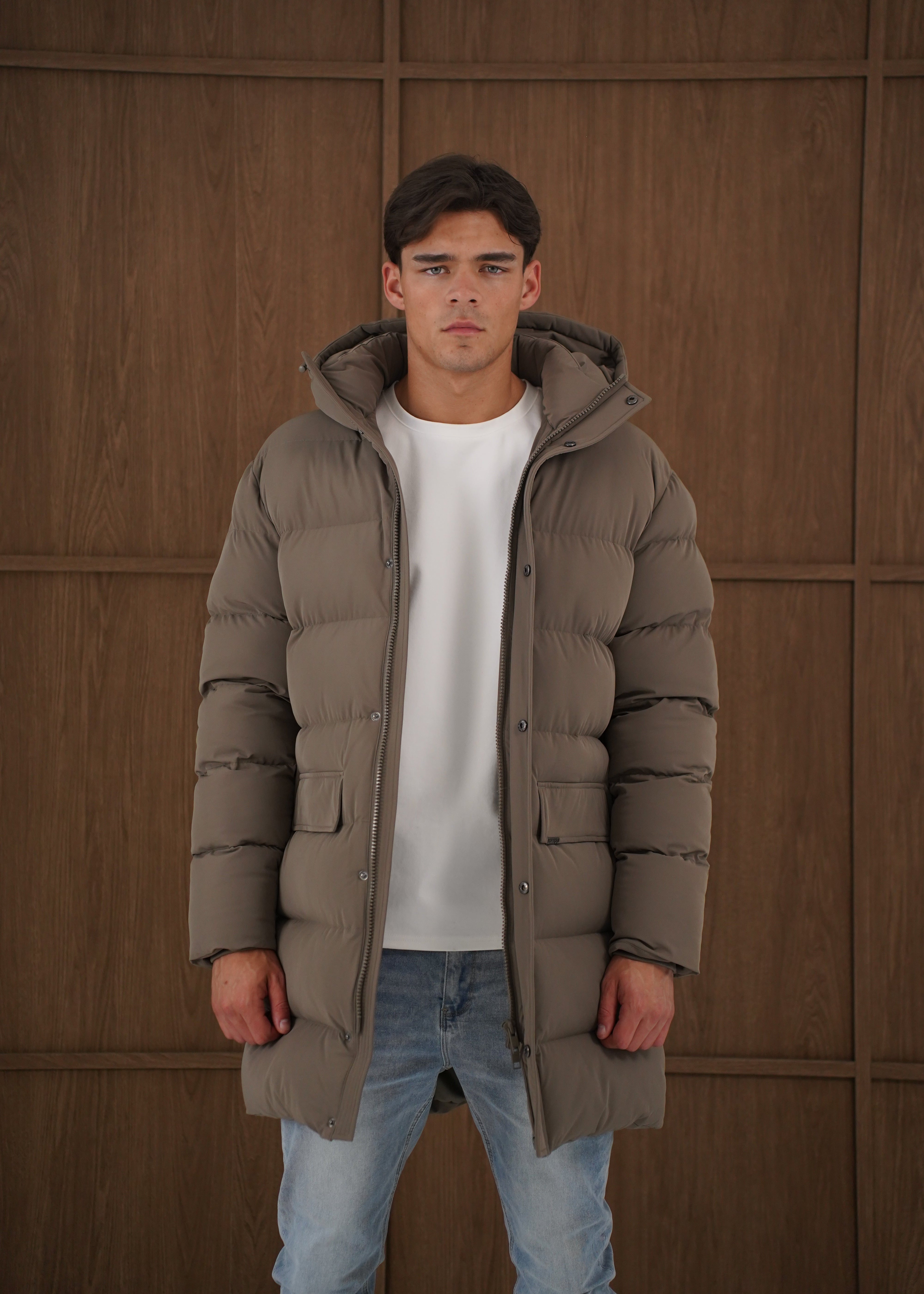 Capo Mid-Length Puffer Coat - Brown