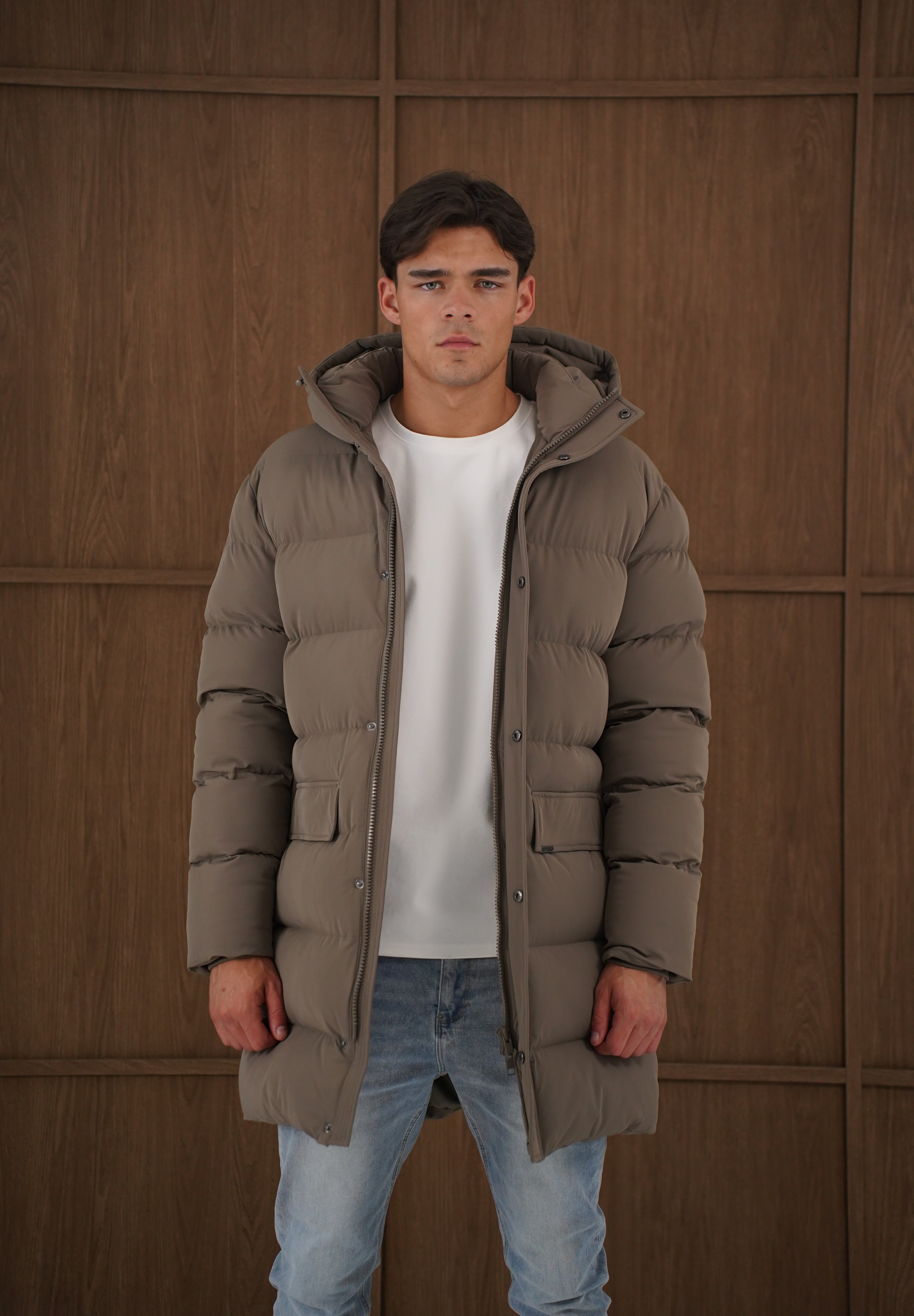 Capo Mid-Length Puffer Coat - Brown