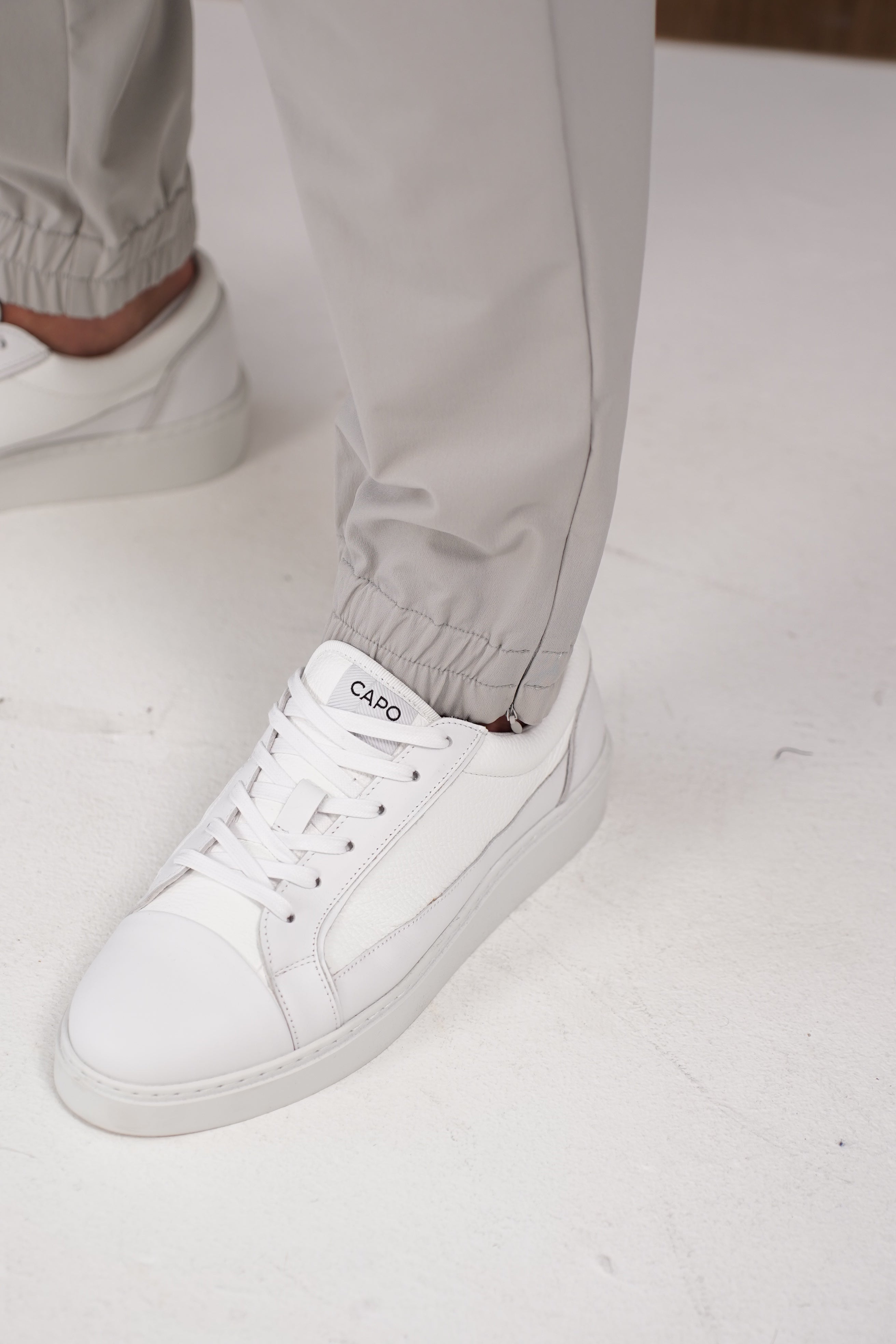 Capo Smart Cuffed Cargo Pants - Light Grey